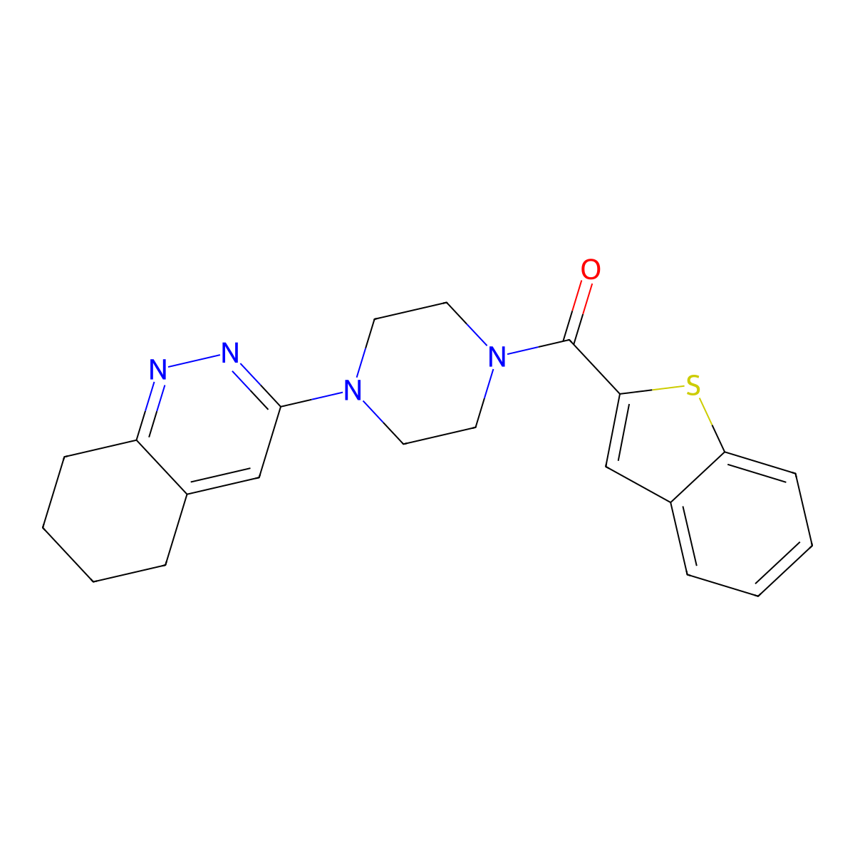 Benzo[b]thiophen-2-yl(4-(5,6,7,8-tetrahydrocinnolin-3-yl)piperazin-1-yl)methanone molecular structure, CAS 2034409-72-6