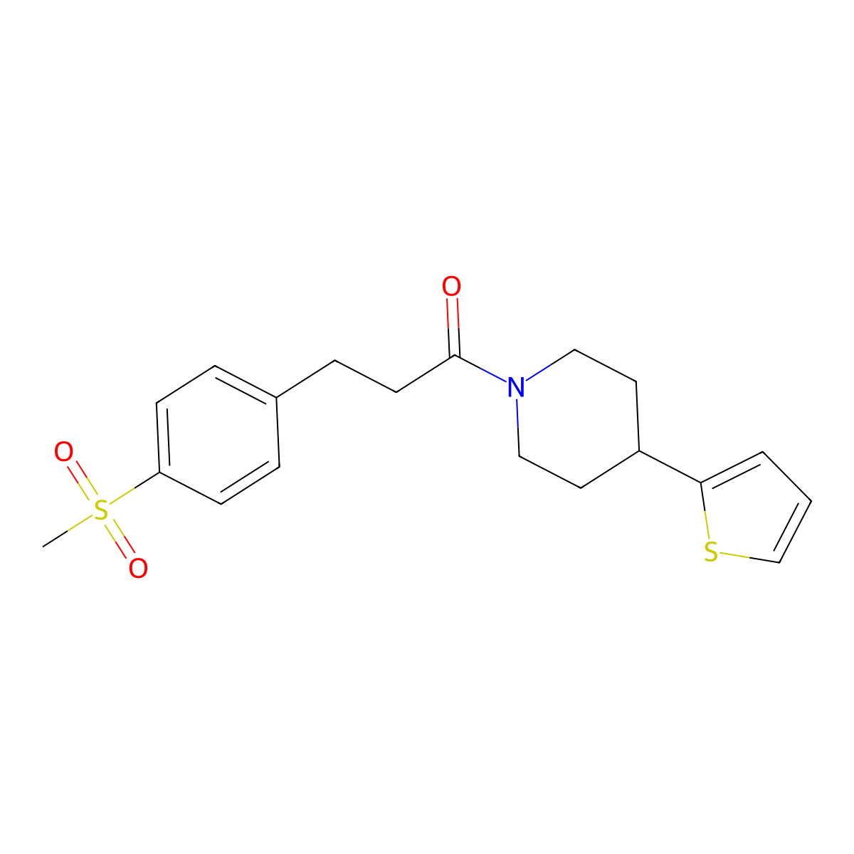 3-(4-(Methylsulfonyl)phenyl)-1-(4-(thiophen-2-yl)piperidin-1-yl)propan-1-one molecular structure, CAS 2034409-75-9