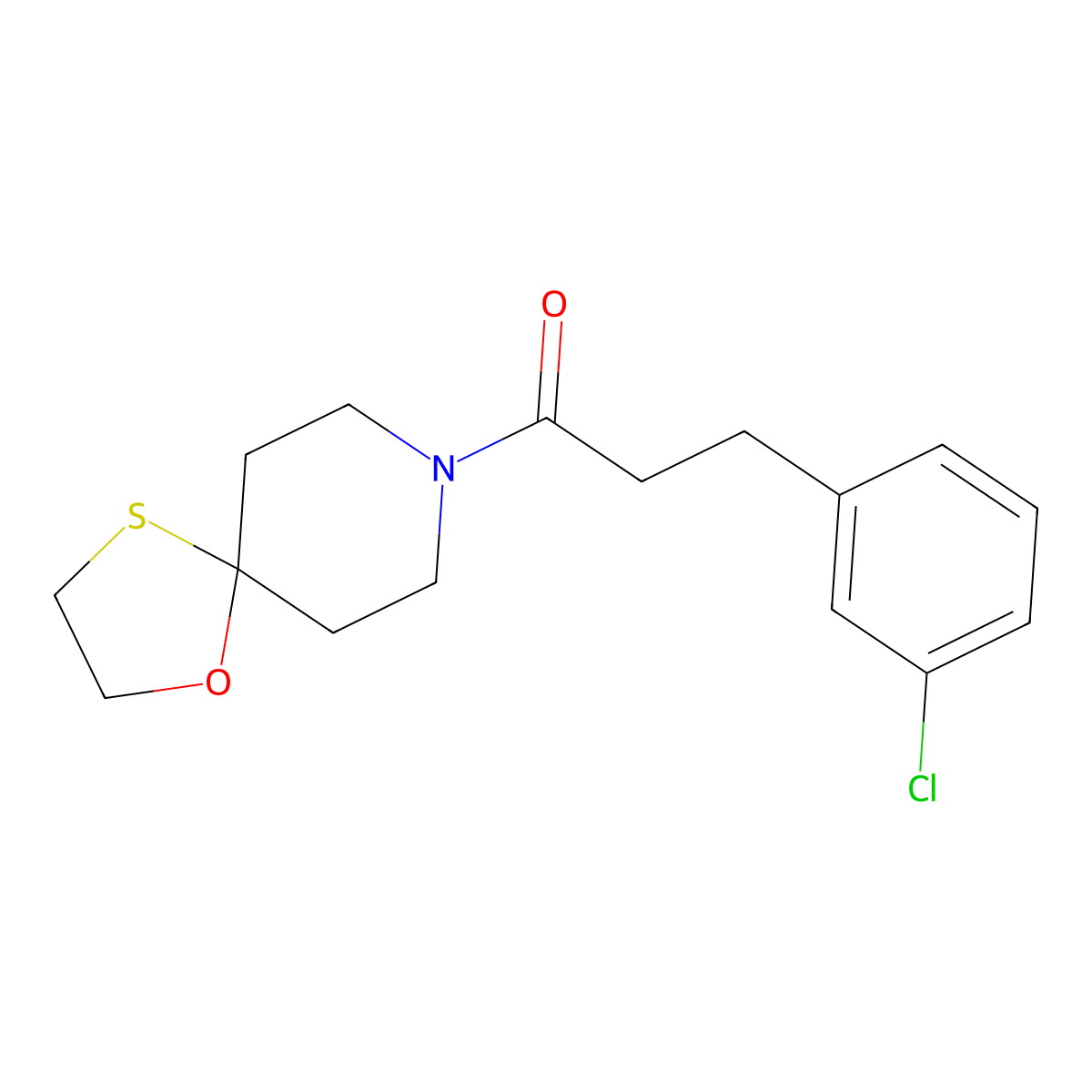 3-(3-Chlorophenyl)-1-(1-oxa-4-thia-8-azaspiro[4.5]decan-8-yl)propan-1-one molecular structure, CAS 2034409-76-0