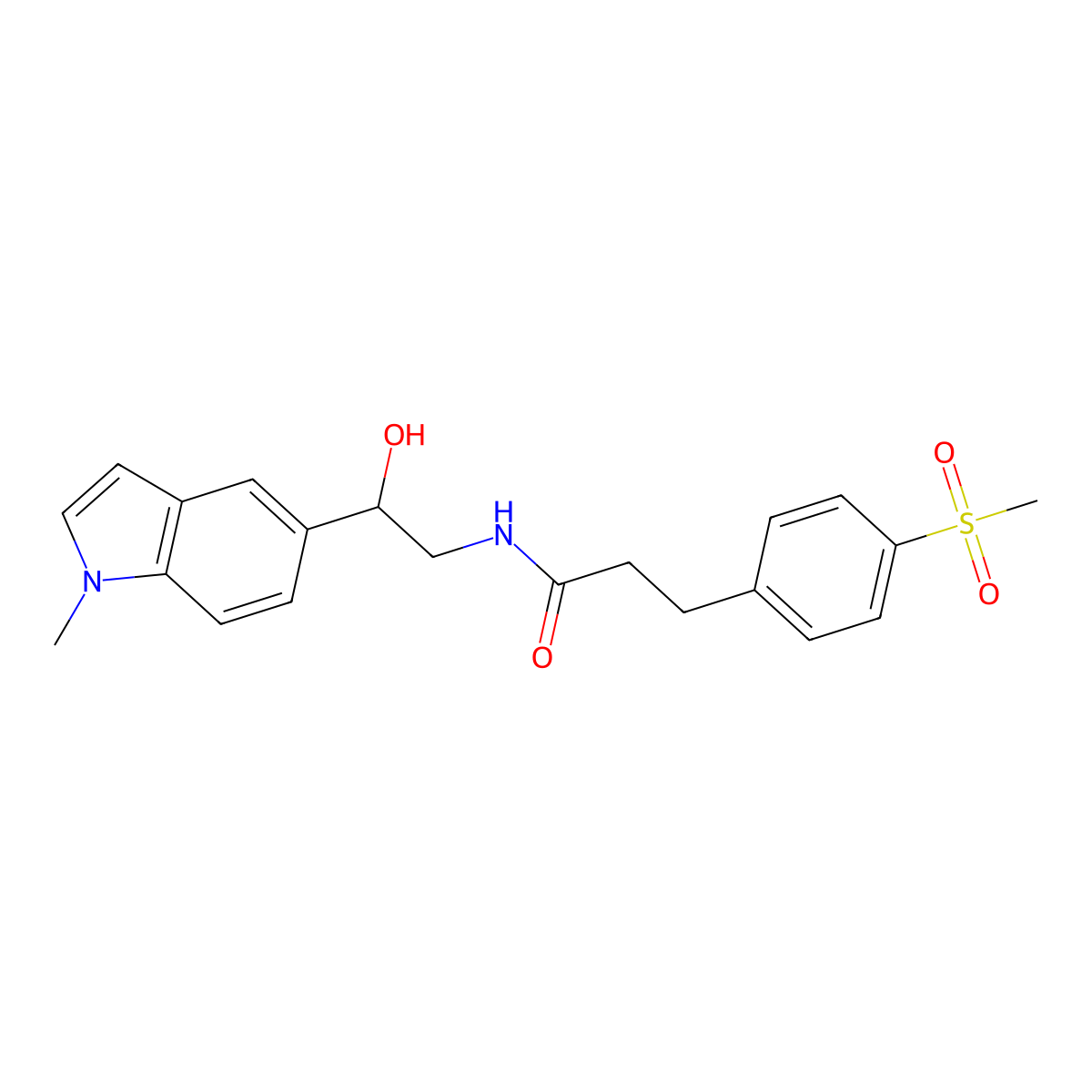 N-(2-hydroxy-2-(1-methyl-1H-indol-5-yl)ethyl)-3-(4-(methylsulfonyl)phenyl)propanamide molecular structure, CAS 2034409-80-6