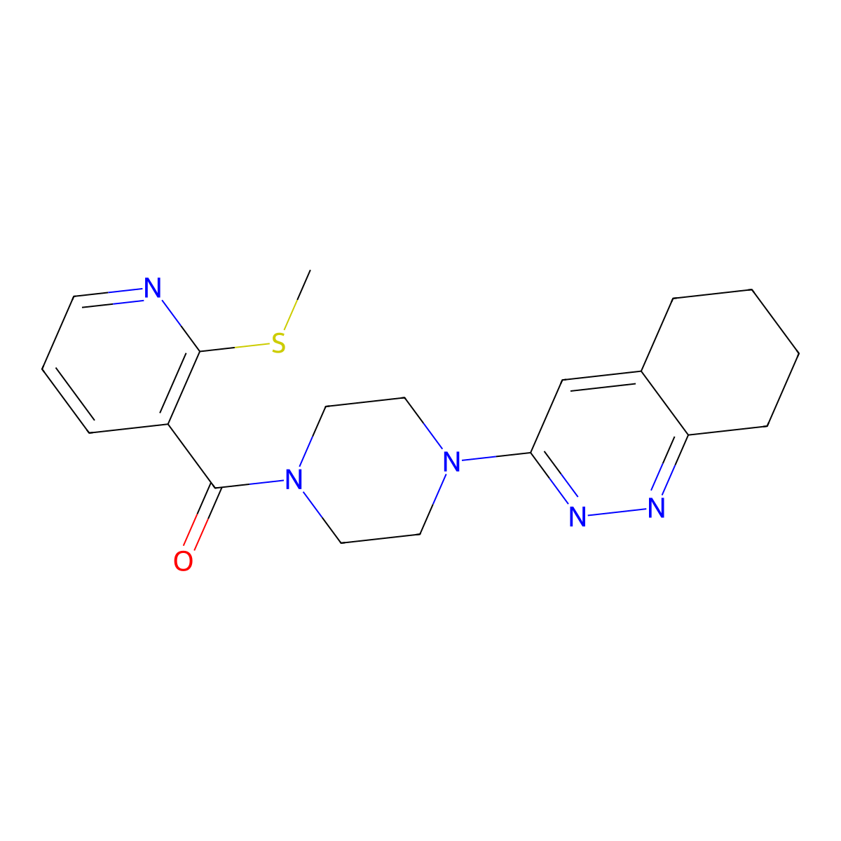 (2-(Methylthio)pyridin-3-yl)(4-(5,6,7,8-tetrahydrocinnolin-3-yl)piperazin-1-yl)methanone molecular structure, CAS 2034409-83-9