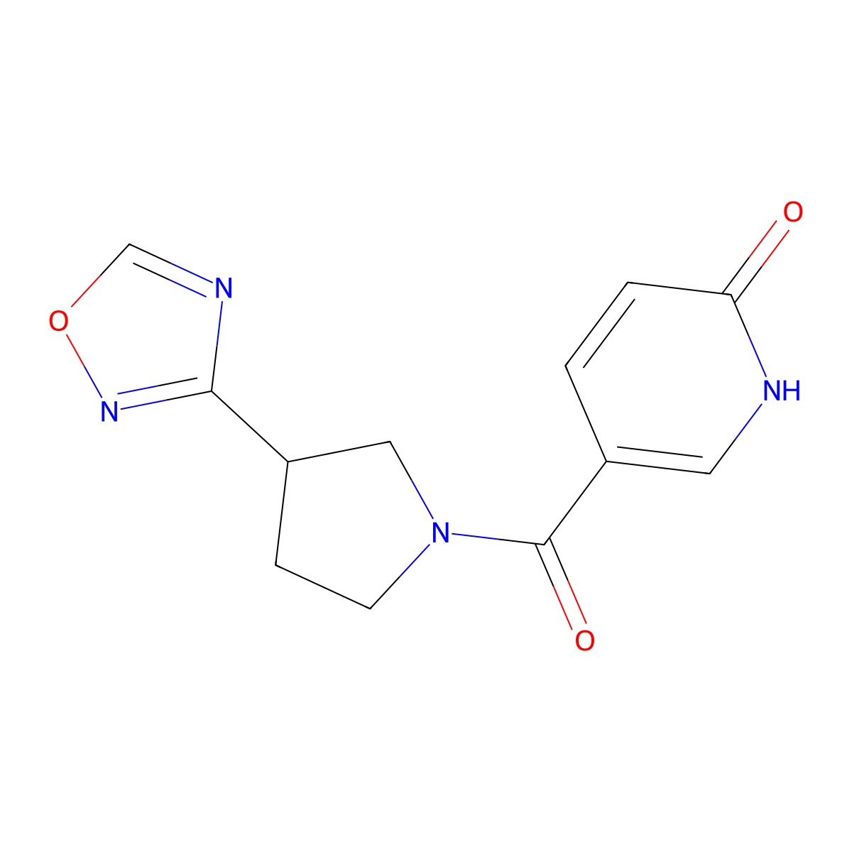 5-(3-(1,2,4-oxadiazol-3-yl)pyrrolidine-1-carbonyl)pyridin-2(1H)-one molecular structure, CAS 2034409-86-2