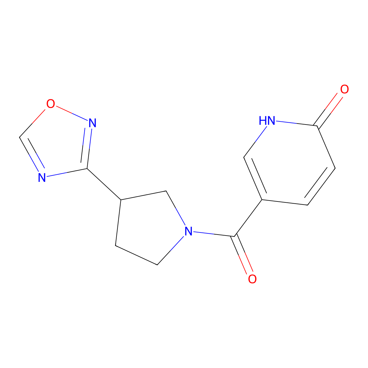 5-(3-(1,2,4-oxadiazol-3-yl)pyrrolidine-1-carbonyl)pyridin-2(1H)-one molecular structure, CAS 2034409-86-2