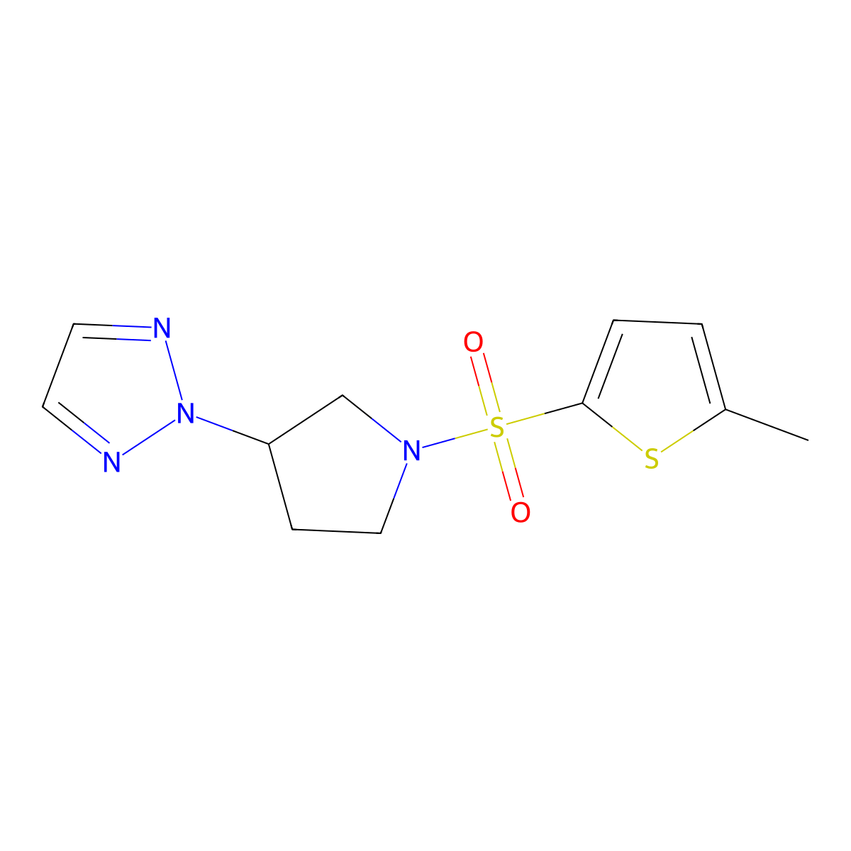 2-{1-[(5-methylthiophen-2-yl)sulfonyl]pyrrolidin-3-yl}-2H-1,2,3-triazole molecular structure, CAS 2034409-87-3