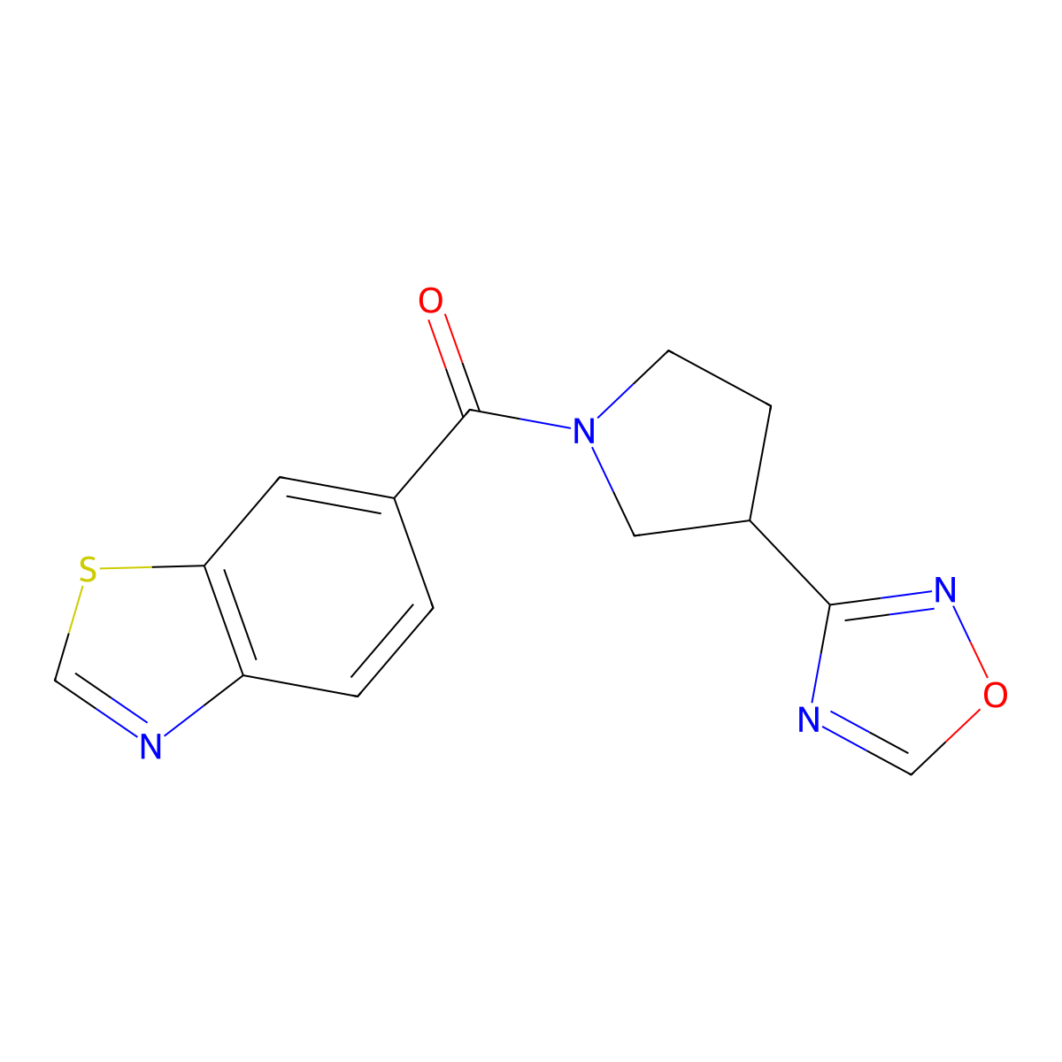 (3-(1,2,4-Oxadiazol-3-yl)pyrrolidin-1-yl)(benzo[d]thiazol-6-yl)methanone molecular structure, CAS 2034409-95-3