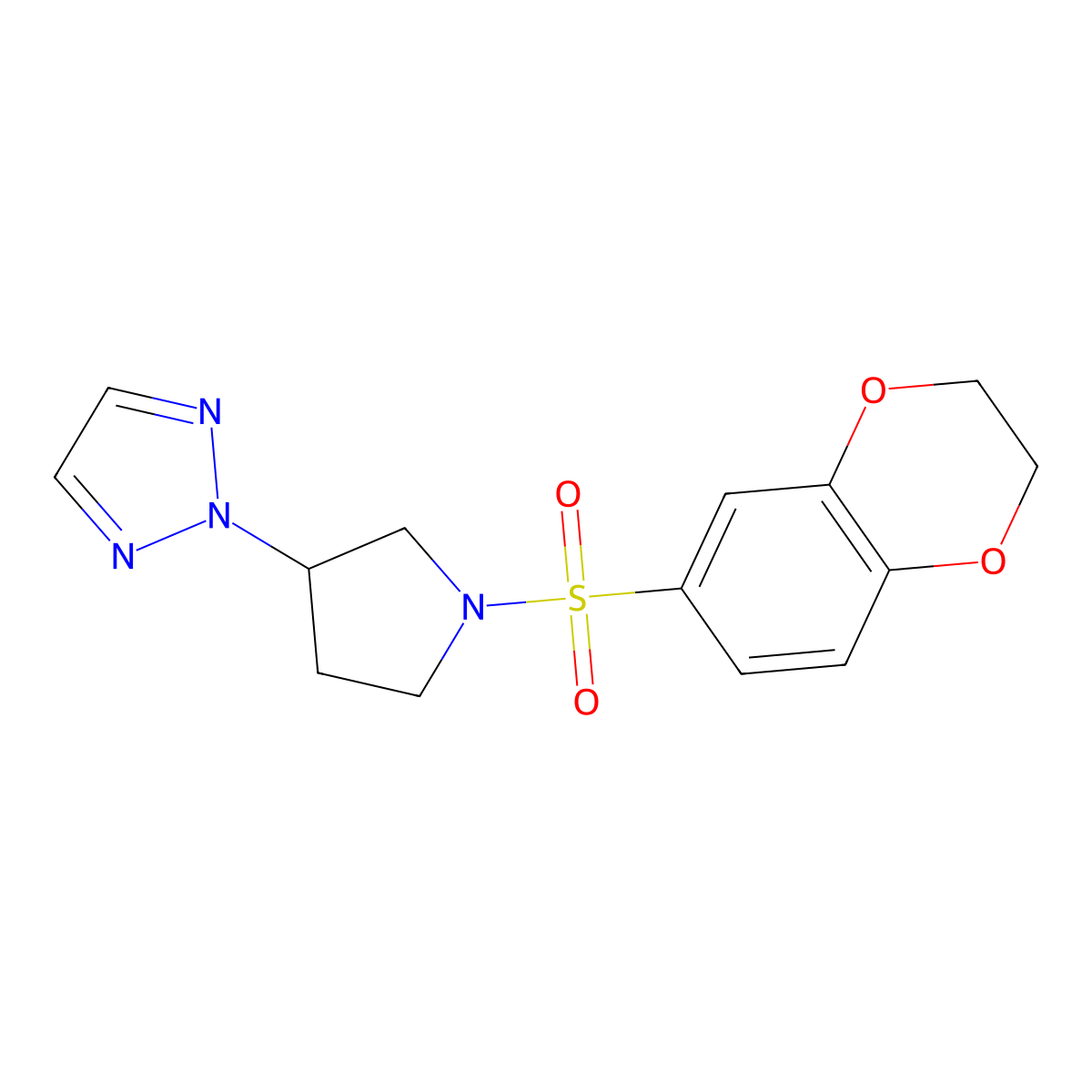 2-(1-((2,3-dihydrobenzo[b][1,4]dioxin-6-yl)sulfonyl)pyrrolidin-3-yl)-2H-1,2,3-triazole molecular structure, CAS 2034410-02-9