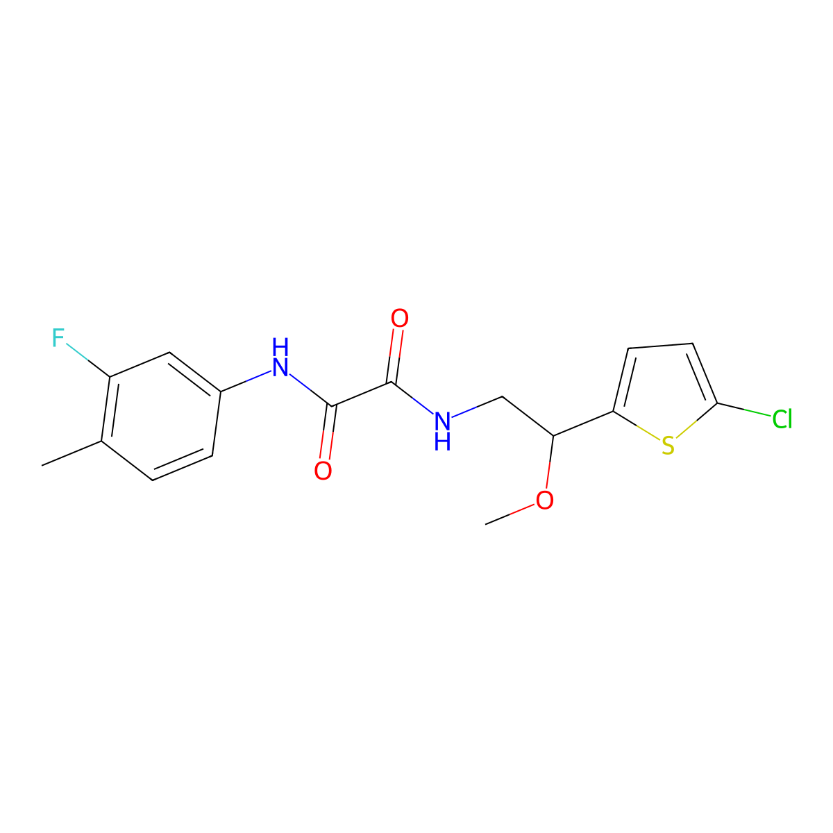 N1-(2-(5-chlorothiophen-2-yl)-2-methoxyethyl)-N2-(3-fluoro-4-methylphenyl)oxalamide molecular structure, CAS 2034410-07-4