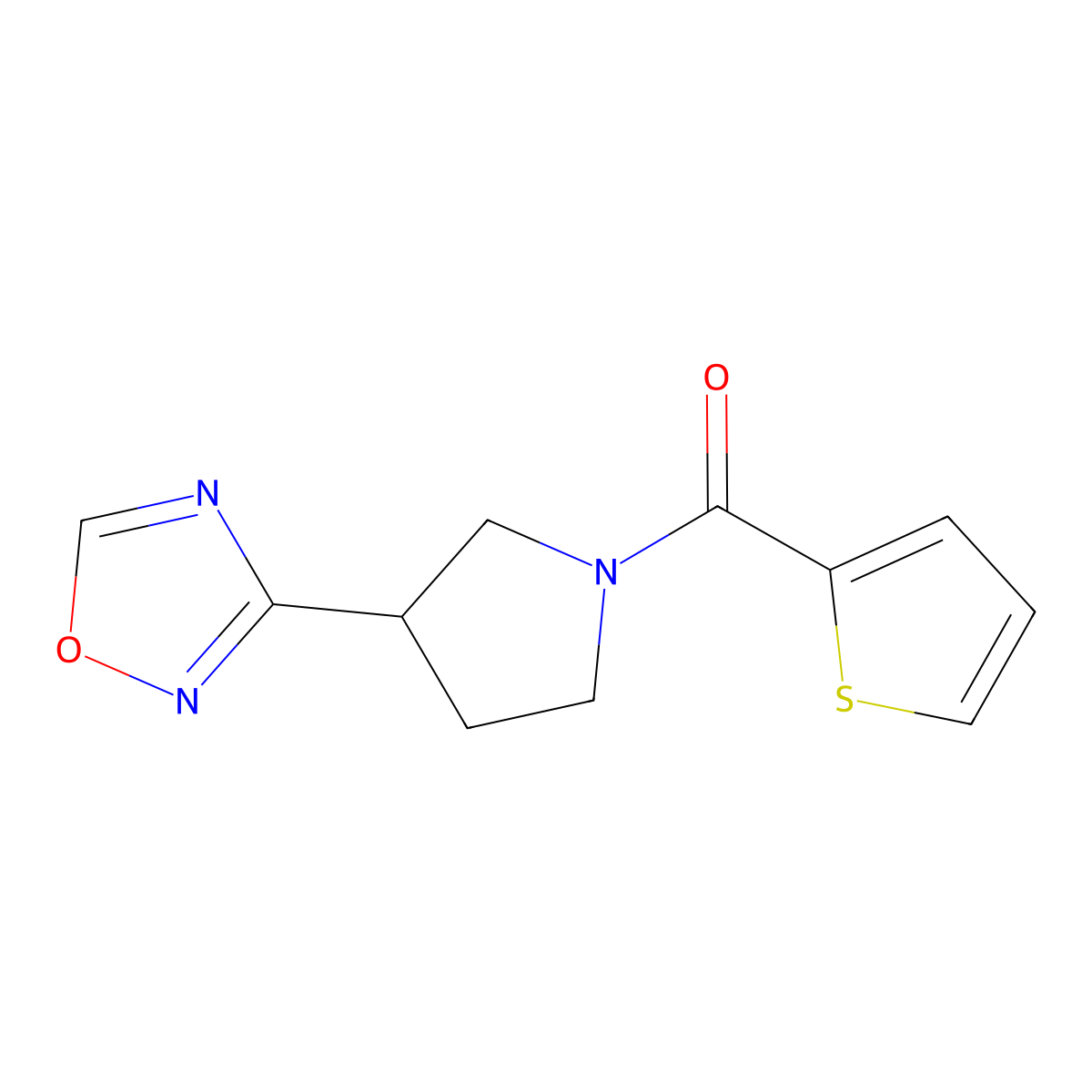 (3-(1,2,4-Oxadiazol-3-yl)pyrrolidin-1-yl)(thiophen-2-yl)methanone molecular structure, CAS 2034410-08-5
