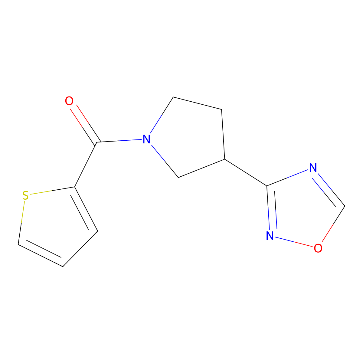 (3-(1,2,4-Oxadiazol-3-yl)pyrrolidin-1-yl)(thiophen-2-yl)methanone molecular structure, CAS 2034410-08-5