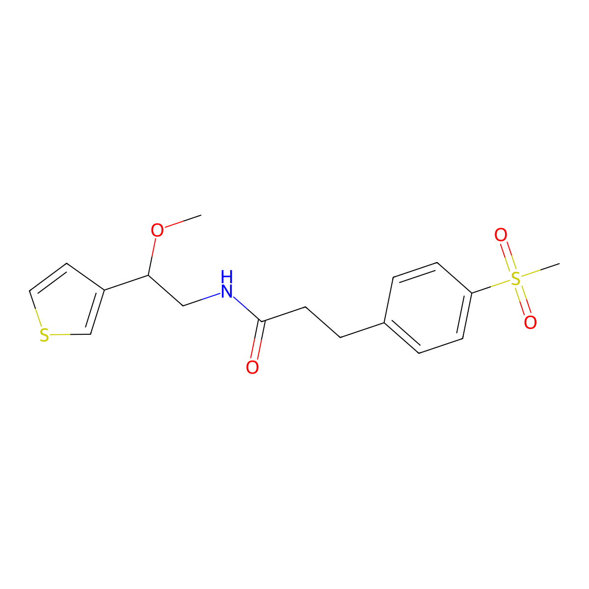 N-(2-methoxy-2-(thiophen-3-yl)ethyl)-3-(4-(methylsulfonyl)phenyl)propanamide molecular structure, CAS 2034410-10-9
