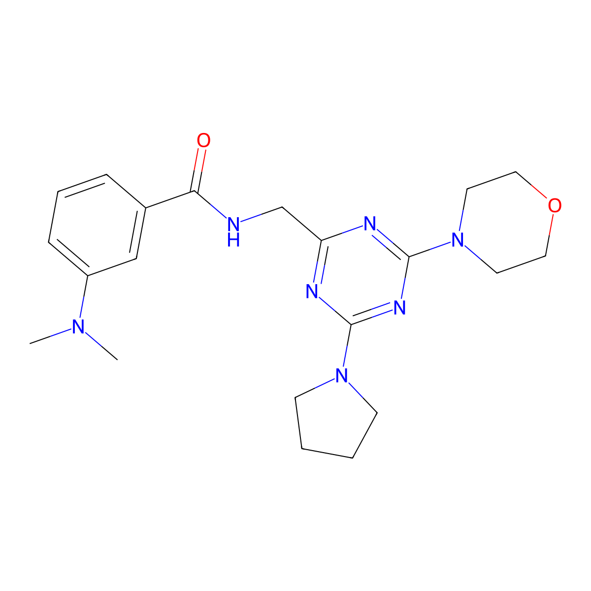 3-(dimethylamino)-N-((4-morpholino-6-(pyrrolidin-1-yl)-1,3,5-triazin-2-yl)methyl)benzamide molecular structure, CAS 2034410-12-1