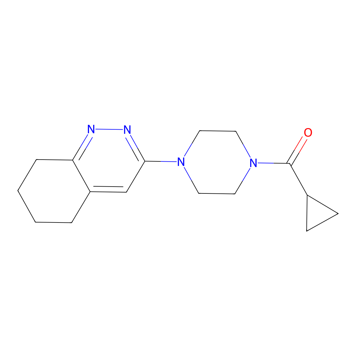 Cyclopropyl(4-(5,6,7,8-tetrahydrocinnolin-3-yl)piperazin-1-yl)methanone molecular structure, CAS 2034410-14-3