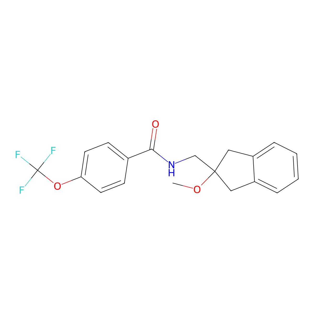 N-((2-methoxy-2,3-dihydro-1H-inden-2-yl)methyl)-4-(trifluoromethoxy)benzamide molecular structure, CAS 2034410-17-6