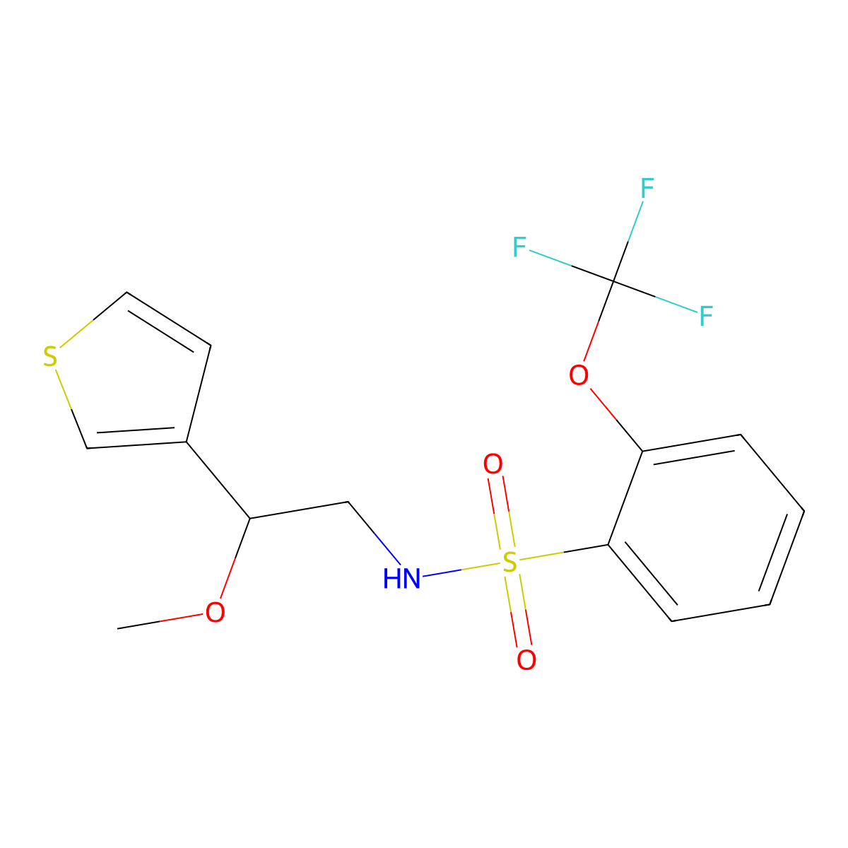 N-(2-methoxy-2-(thiophen-3-yl)ethyl)-2-(trifluoromethoxy)benzenesulfonamide molecular structure, CAS 2034410-23-4