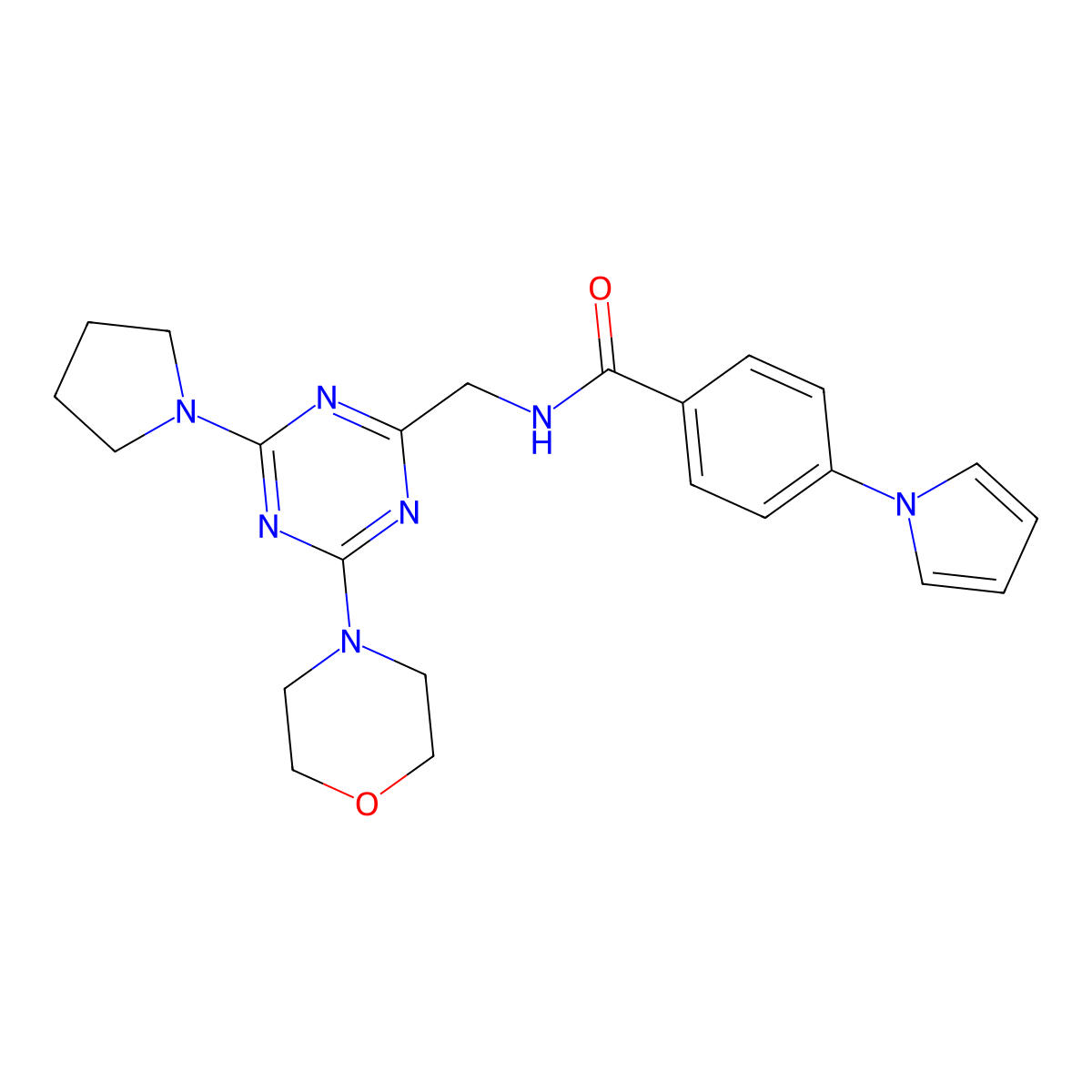 N-((4-morpholino-6-(pyrrolidin-1-yl)-1,3,5-triazin-2-yl)methyl)-4-(1H-pyrrol-1-yl)benzamide molecular structure, CAS 2034410-24-5