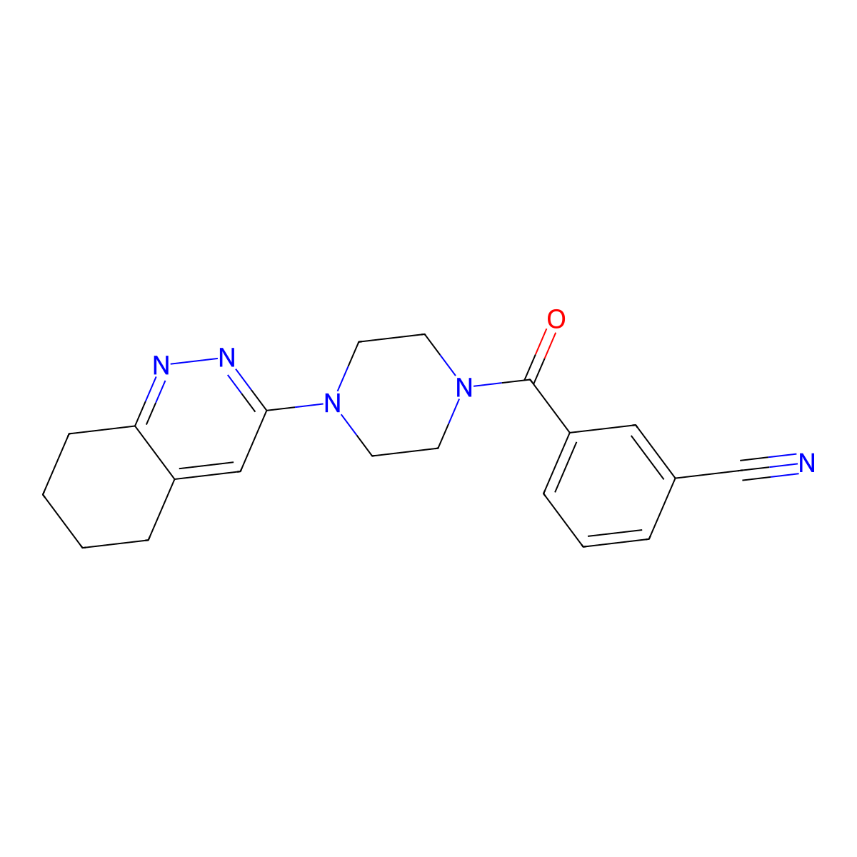 3-[4-(5,6,7,8-Tetrahydrocinnolin-3-yl)piperazine-1-carbonyl]benzonitrile molecular structure, CAS 2034410-27-8