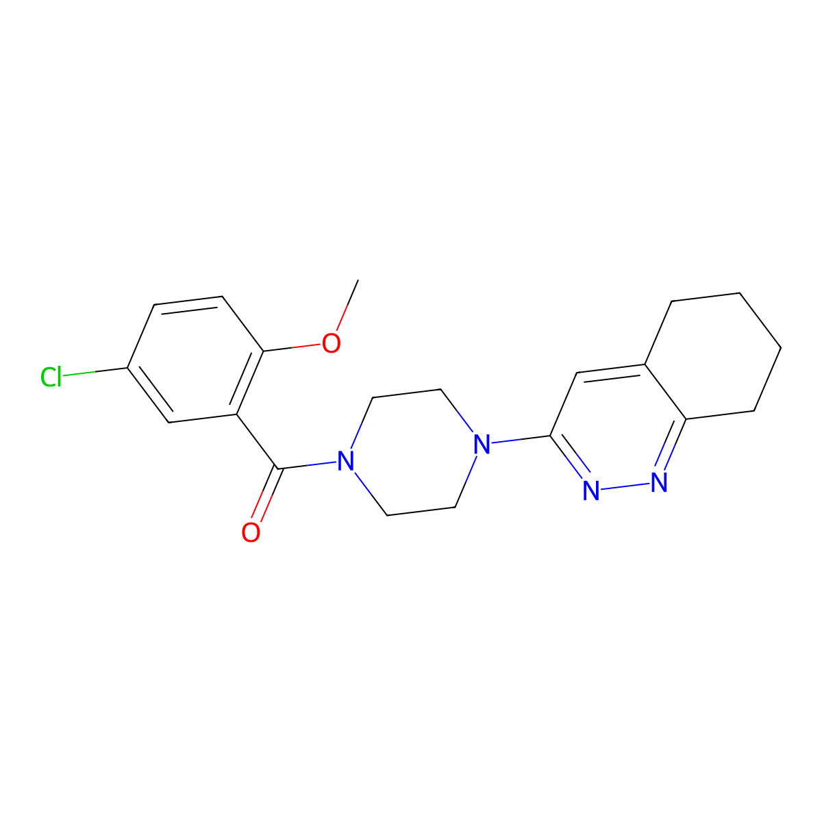 (5-Chloro-2-methoxyphenyl)(4-(5,6,7,8-tetrahydrocinnolin-3-yl)piperazin-1-yl)methanone molecular structure, CAS 2034410-31-4