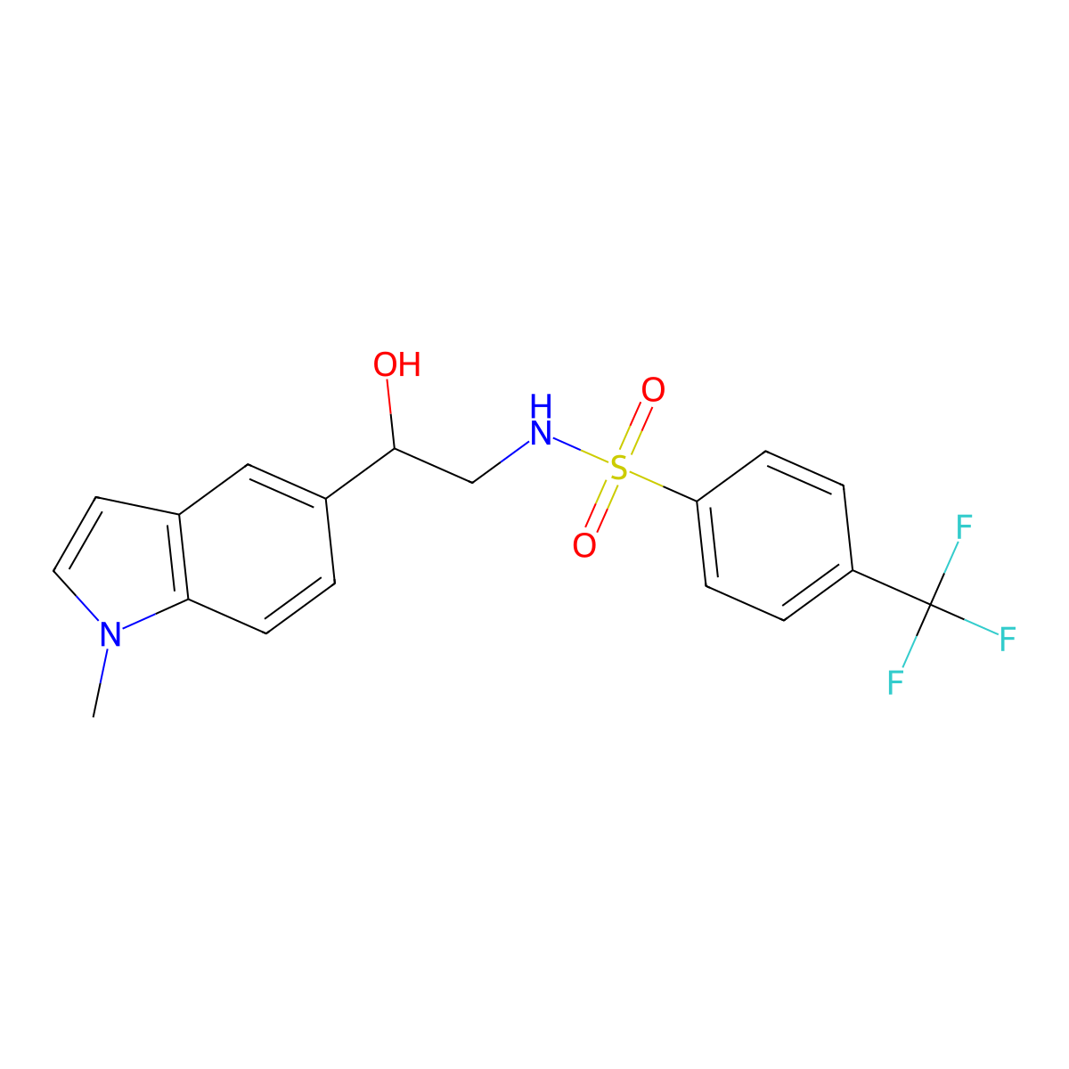 N-(2-hydroxy-2-(1-methyl-1H-indol-5-yl)ethyl)-4-(trifluoromethyl)benzenesulfonamide molecular structure, CAS 2034410-35-8