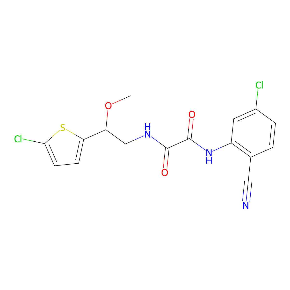 N1-(5-chloro-2-cyanophenyl)-N2-(2-(5-chlorothiophen-2-yl)-2-methoxyethyl)oxalamide molecular structure, CAS 2034410-36-9