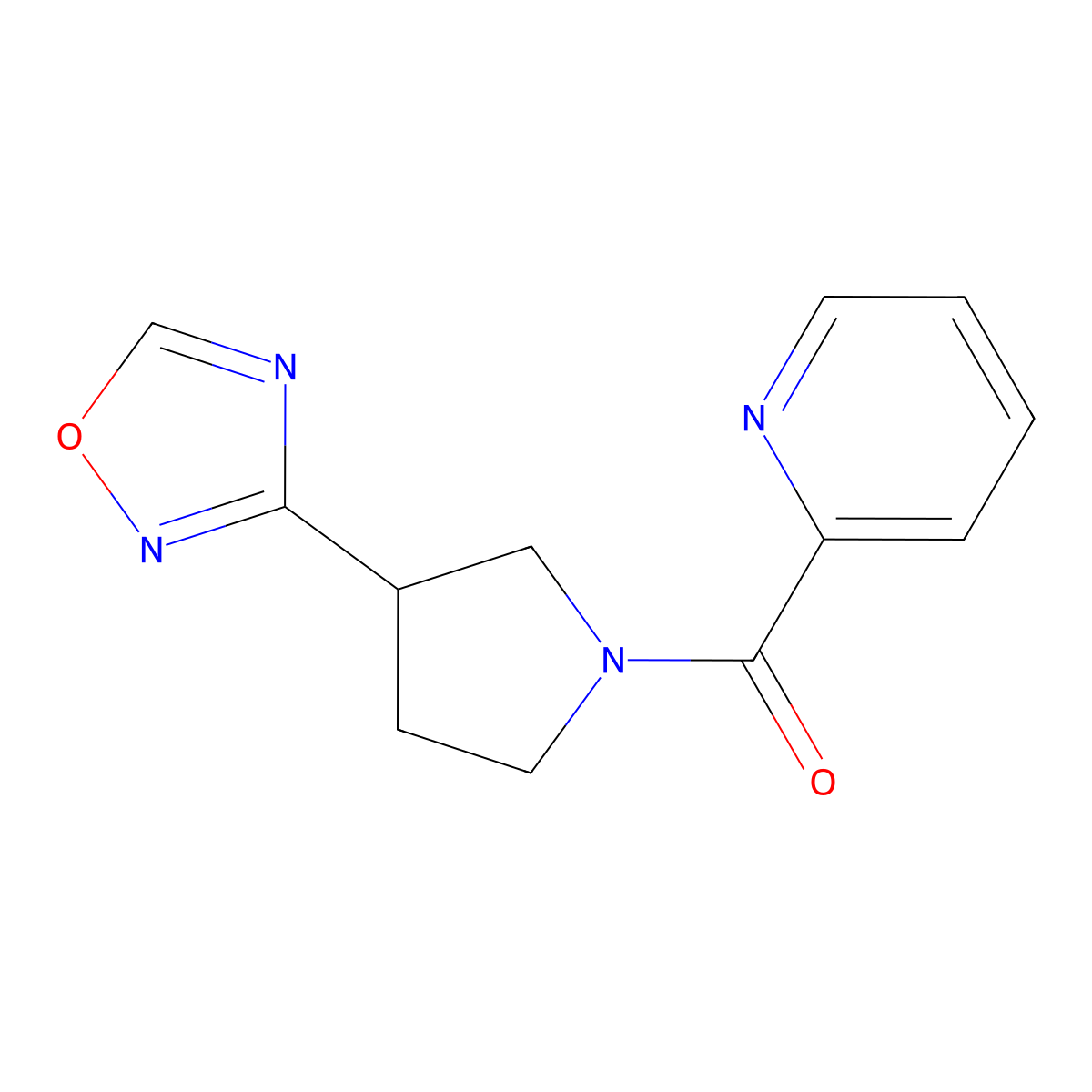 (3-(1,2,4-Oxadiazol-3-yl)pyrrolidin-1-yl)(pyridin-2-yl)methanone molecular structure, CAS 2034410-37-0