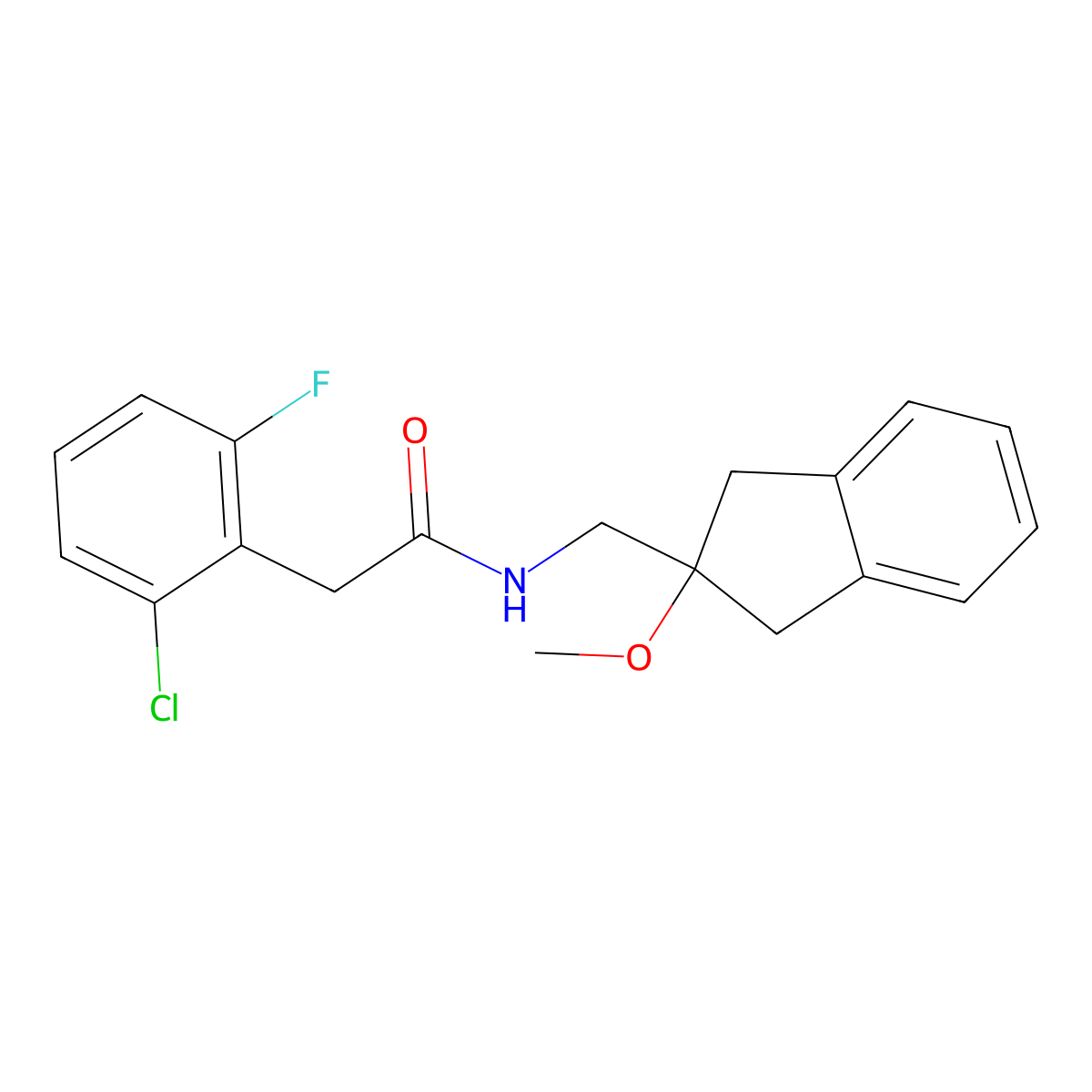 2-(2-chloro-6-fluorophenyl)-N-((2-methoxy-2,3-dihydro-1H-inden-2-yl)methyl)acetamide molecular structure, CAS 2034410-39-2