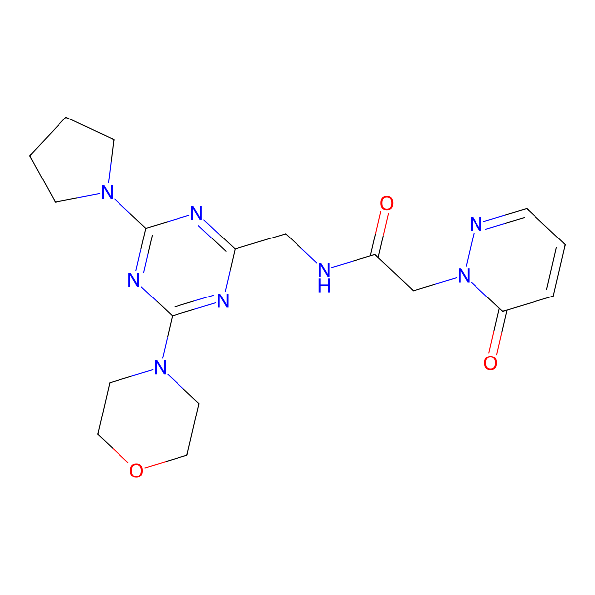 N-((4-morpholino-6-(pyrrolidin-1-yl)-1,3,5-triazin-2-yl)methyl)-2-(6-oxopyridazin-1(6H)-yl)acetamide molecular structure, CAS 2034410-41-6