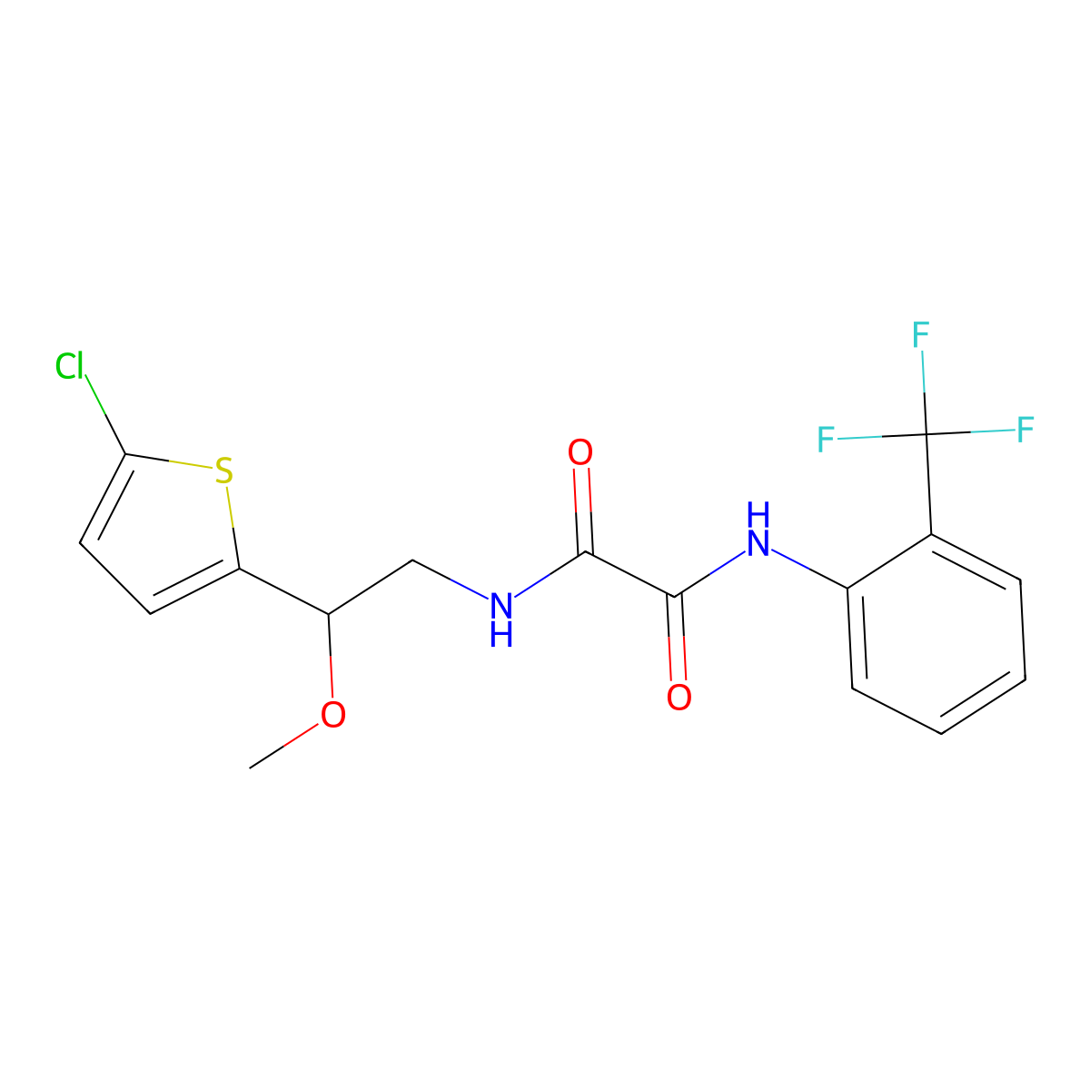 N1-(2-(5-chlorothiophen-2-yl)-2-methoxyethyl)-N2-(2-(trifluoromethyl)phenyl)oxalamide molecular structure, CAS 2034410-44-9