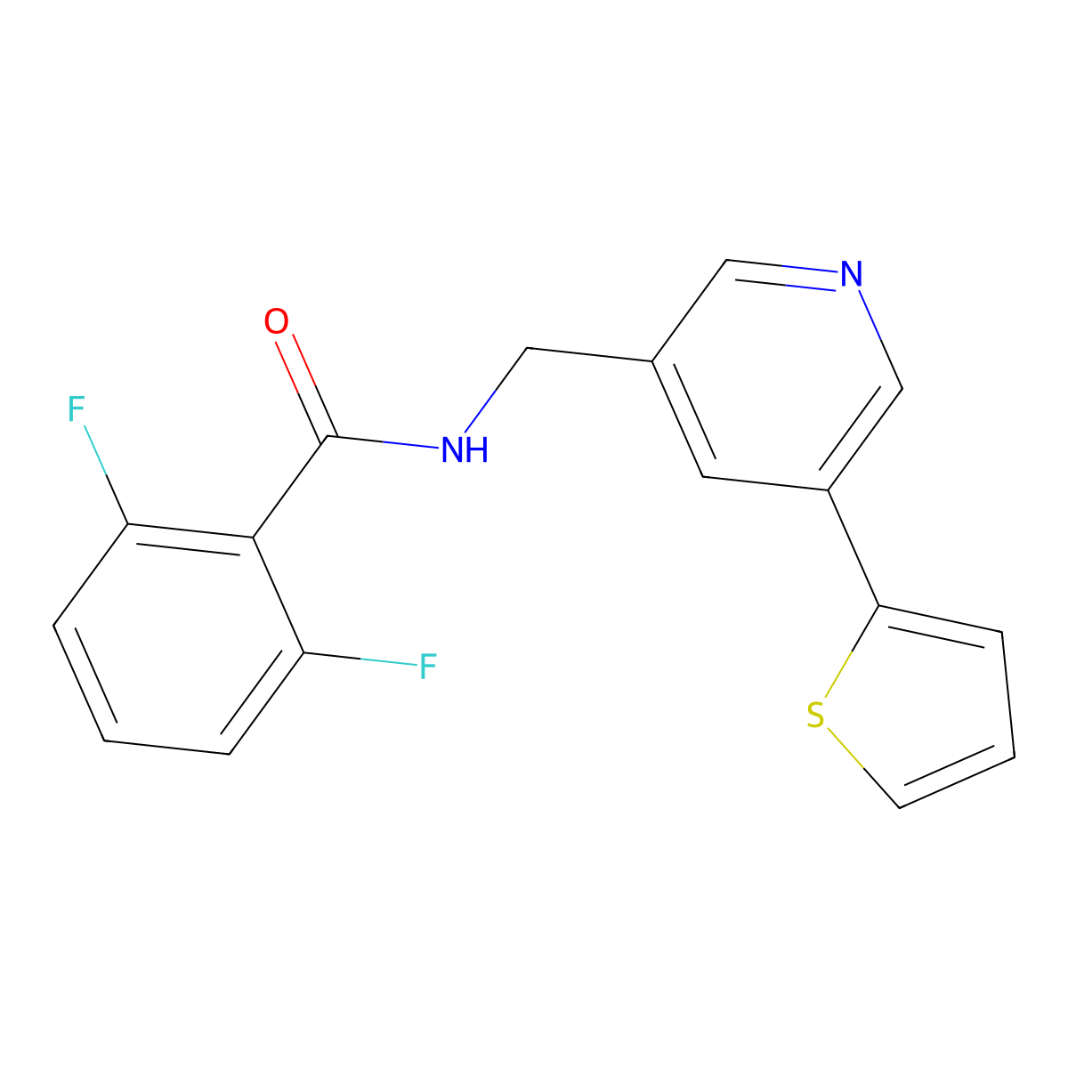 2,6-difluoro-N-((5-(thiophen-2-yl)pyridin-3-yl)methyl)benzamide molecular structure, CAS 2034410-45-0