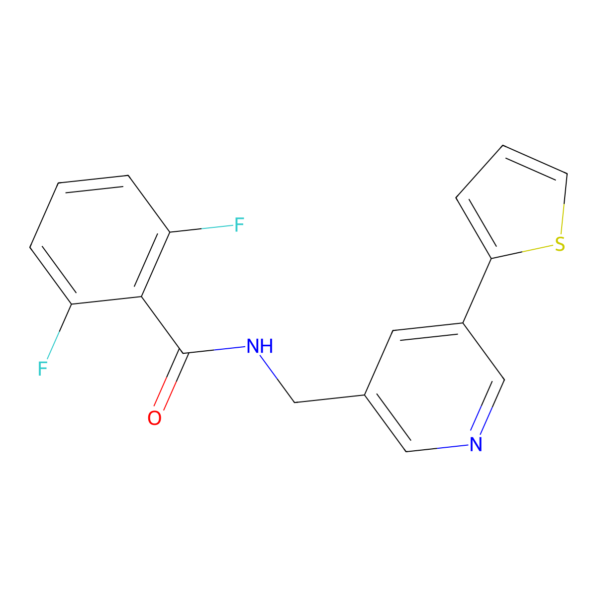 2,6-difluoro-N-((5-(thiophen-2-yl)pyridin-3-yl)methyl)benzamide molecular structure, CAS 2034410-45-0