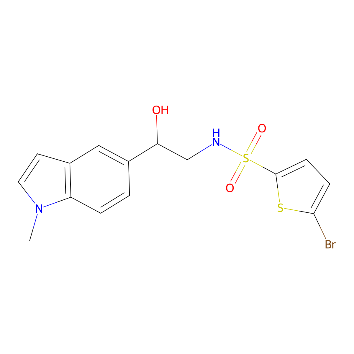 5-bromo-N-(2-hydroxy-2-(1-methyl-1H-indol-5-yl)ethyl)thiophene-2-sulfonamide molecular structure, CAS 2034410-47-2