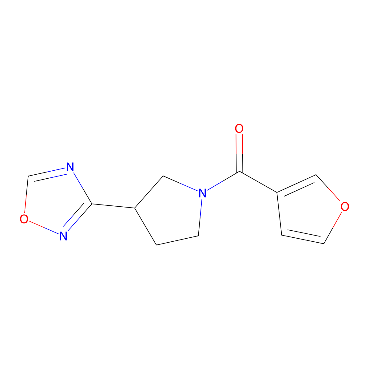 (3-(1,2,4-Oxadiazol-3-yl)pyrrolidin-1-yl)(furan-3-yl)methanone molecular structure, CAS 2034410-55-2