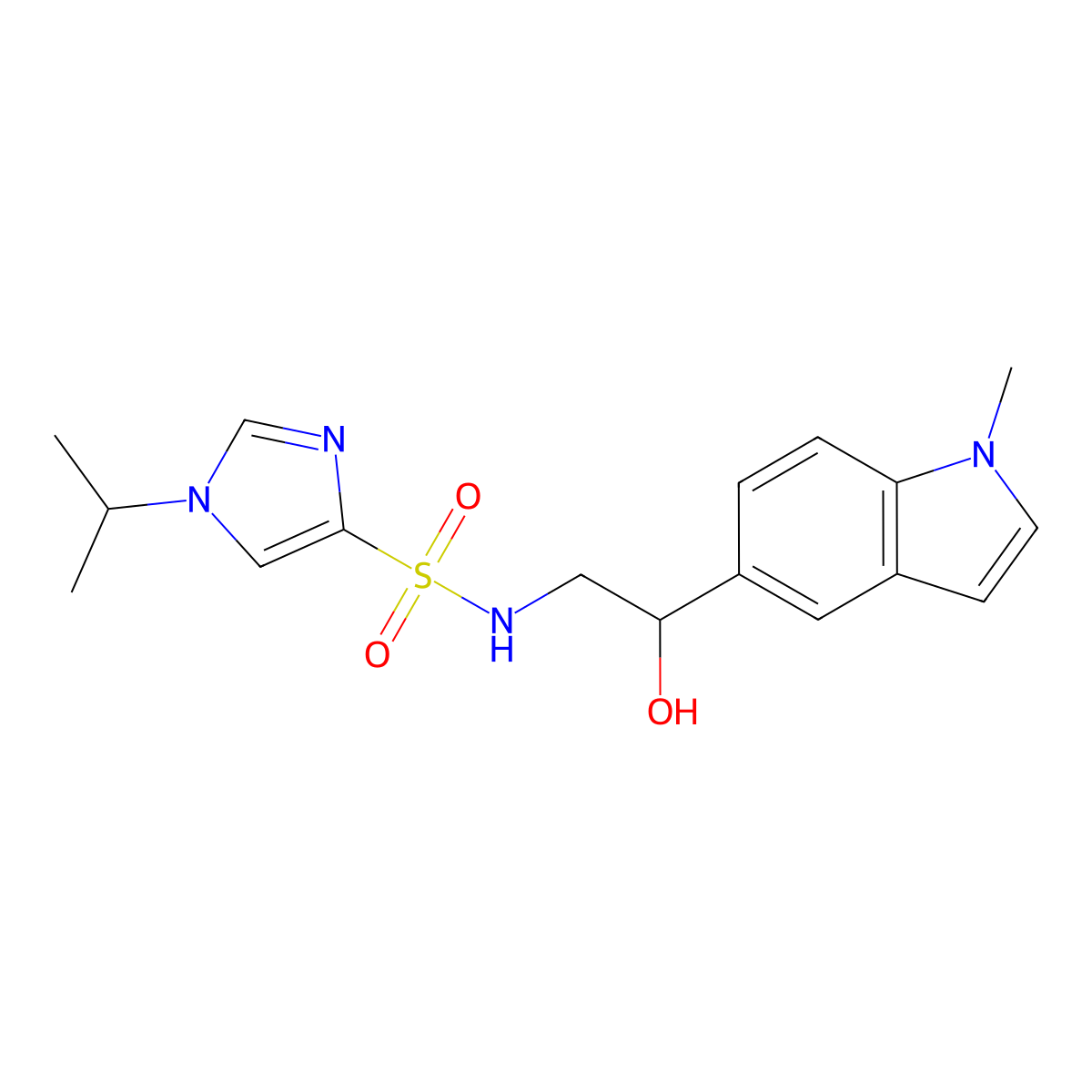 N-(2-hydroxy-2-(1-methyl-1H-indol-5-yl)ethyl)-1-isopropyl-1H-imidazole-4-sulfonamide molecular structure, CAS 2034410-56-3