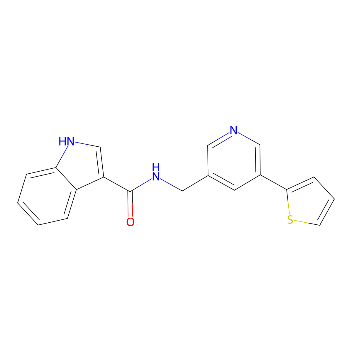 N-{[5-(thiophen-2-yl)pyridin-3-yl]methyl}-1H-indole-3-carboxamide molecular structure, CAS 2034410-61-0