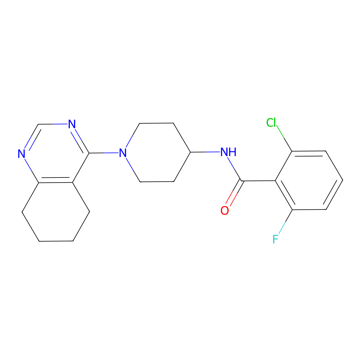 2-chloro-6-fluoro-N-[1-(5,6,7,8-tetrahydroquinazolin-4-yl)piperidin-4-yl]benzamide molecular structure, CAS 2034410-62-1