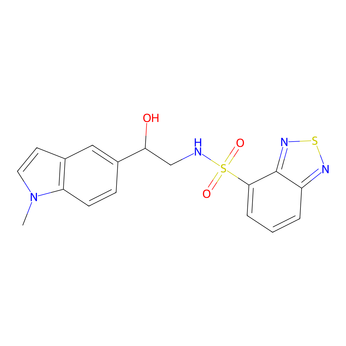 N-(2-hydroxy-2-(1-methyl-1H-indol-5-yl)ethyl)benzo[c][1,2,5]thiadiazole-4-sulfonamide molecular structure, CAS 2034410-66-5