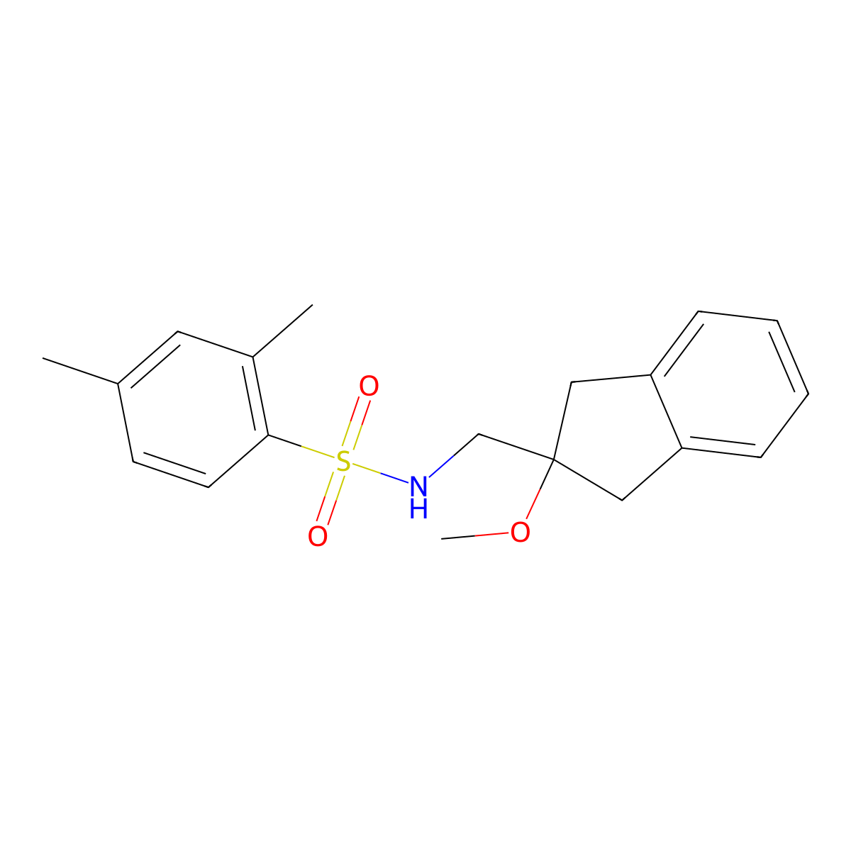 N-((2-methoxy-2,3-dihydro-1H-inden-2-yl)methyl)-2,4-dimethylbenzenesulfonamide molecular structure, CAS 2034410-67-6