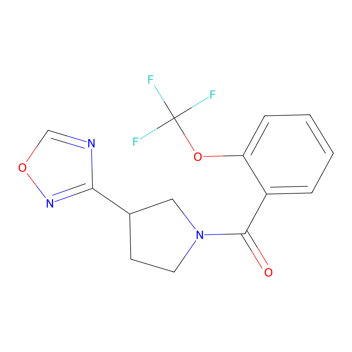 (3-(1,2,4-Oxadiazol-3-yl)pyrrolidin-1-yl)(2-(trifluoromethoxy)phenyl)methanone molecular structure, CAS 2034410-70-1