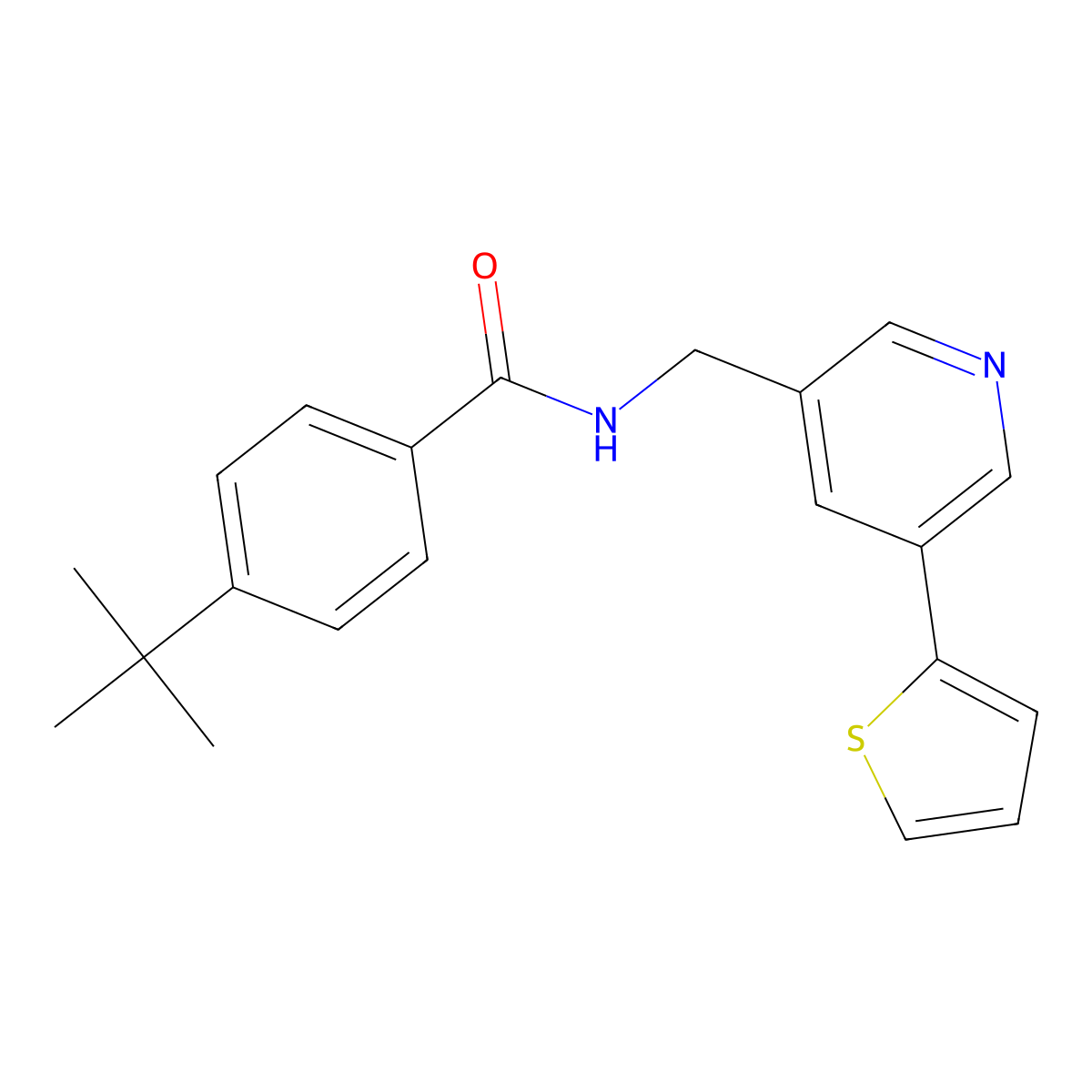 4-(tert-butyl)-N-((5-(thiophen-2-yl)pyridin-3-yl)methyl)benzamide molecular structure, CAS 2034410-71-2