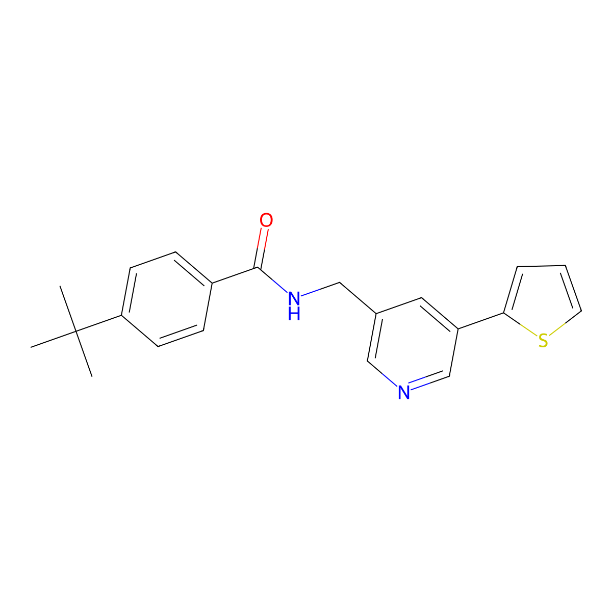 4-(tert-butyl)-N-((5-(thiophen-2-yl)pyridin-3-yl)methyl)benzamide molecular structure, CAS 2034410-71-2