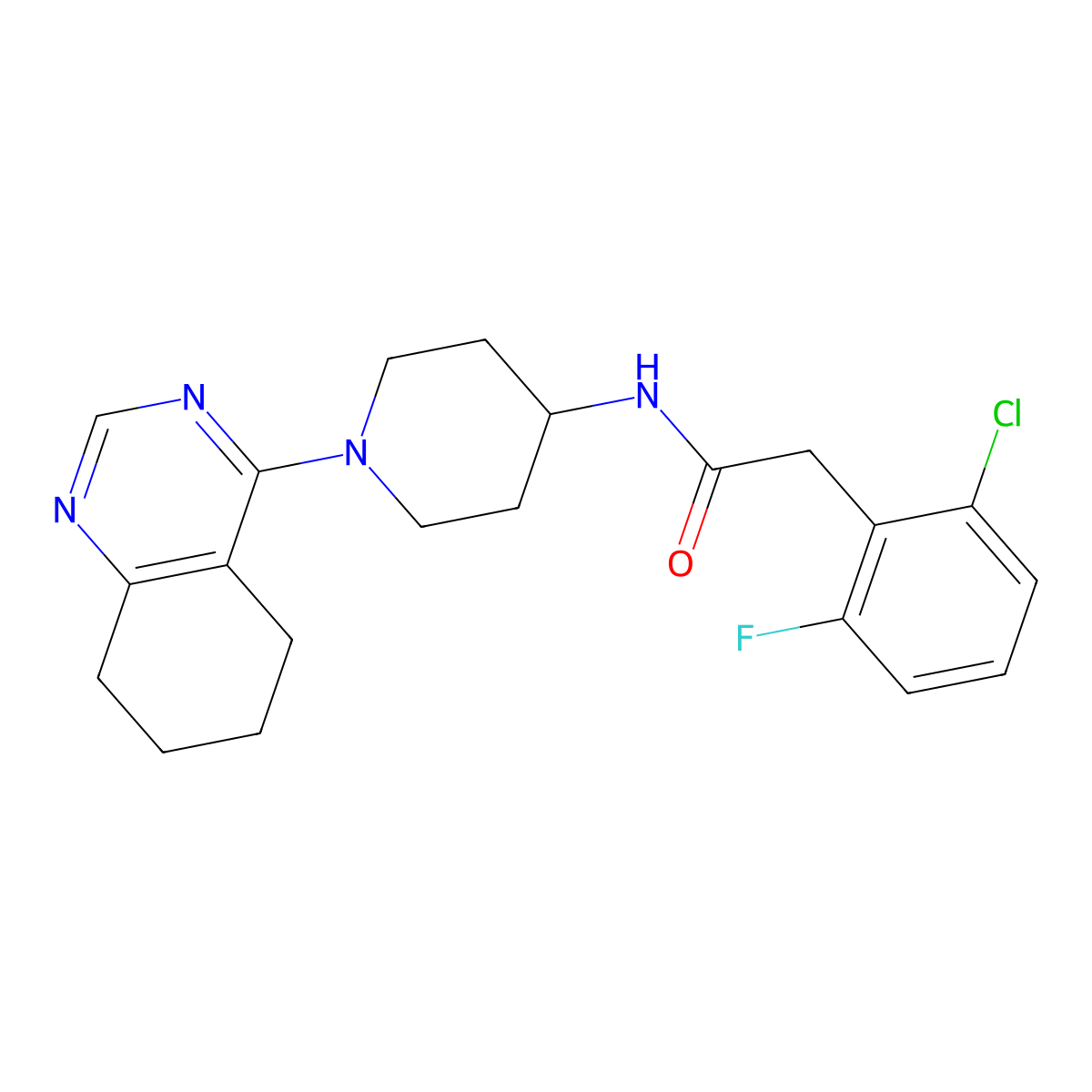 2-(2-chloro-6-fluorophenyl)-N-[1-(5,6,7,8-tetrahydroquinazolin-4-yl)piperidin-4-yl]acetamide molecular structure, CAS 2034410-74-5