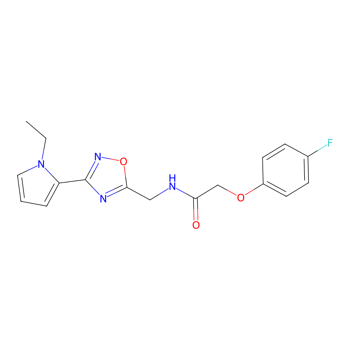 N-((3-(1-ethyl-1H-pyrrol-2-yl)-1,2,4-oxadiazol-5-yl)methyl)-2-(4-fluorophenoxy)acetamide molecular structure, CAS 2034410-76-7