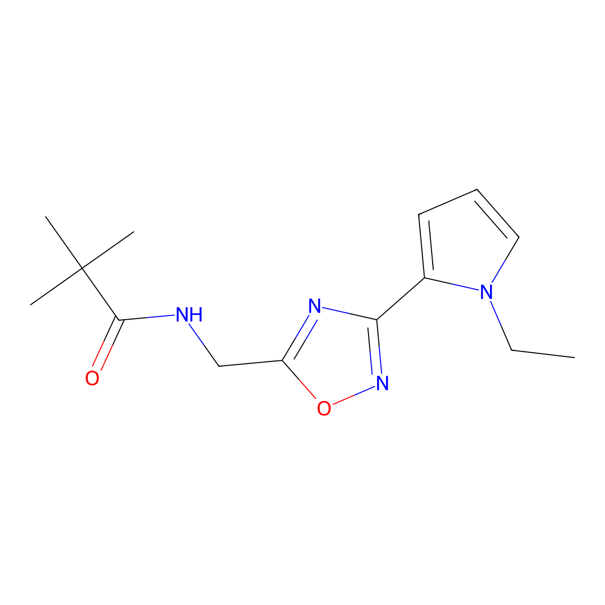 N-((3-(1-ethyl-1H-pyrrol-2-yl)-1,2,4-oxadiazol-5-yl)methyl)pivalamide molecular structure, CAS 2034410-81-4