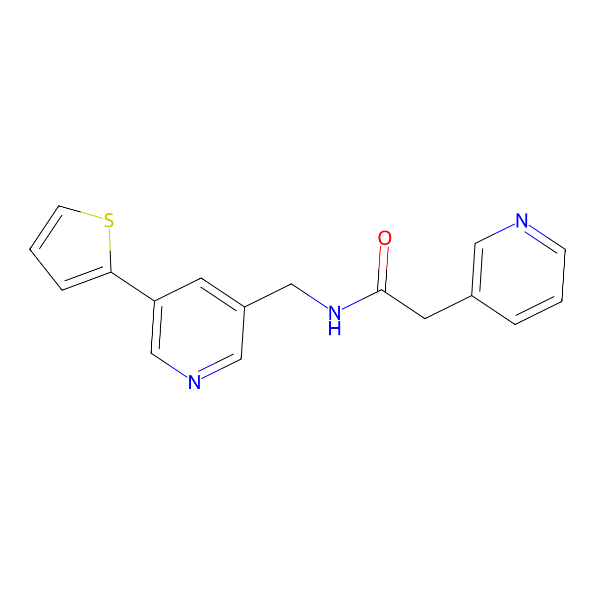 2-(pyridin-3-yl)-N-((5-(thiophen-2-yl)pyridin-3-yl)methyl)acetamide molecular structure, CAS 2034410-82-5