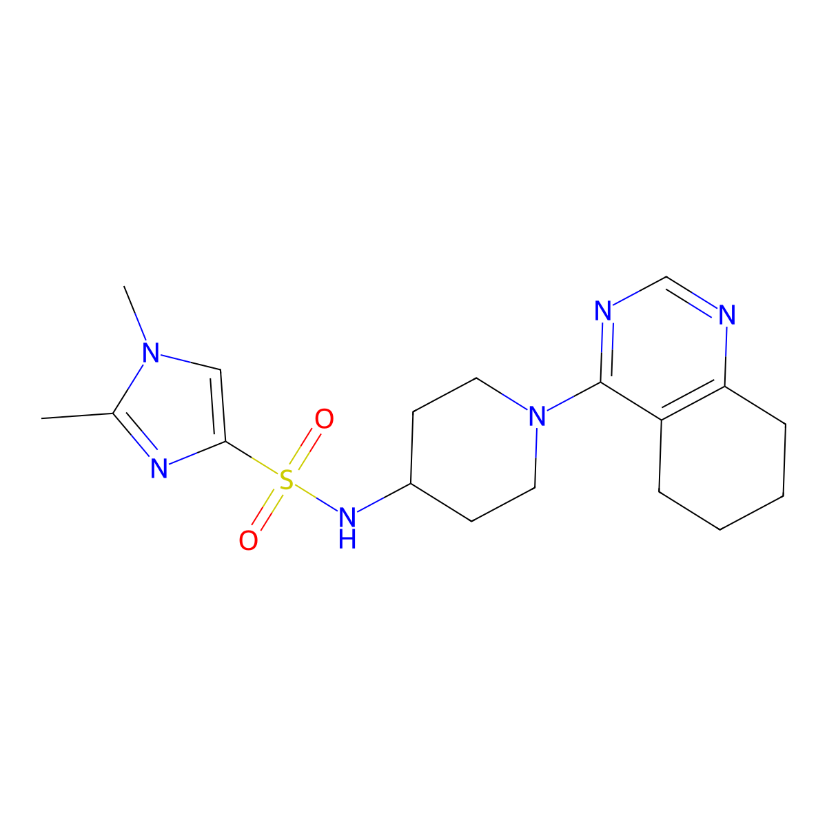 1,2-dimethyl-N-(1-(5,6,7,8-tetrahydroquinazolin-4-yl)piperidin-4-yl)-1H-imidazole-4-sulfonamide molecular structure, CAS 2034410-86-9