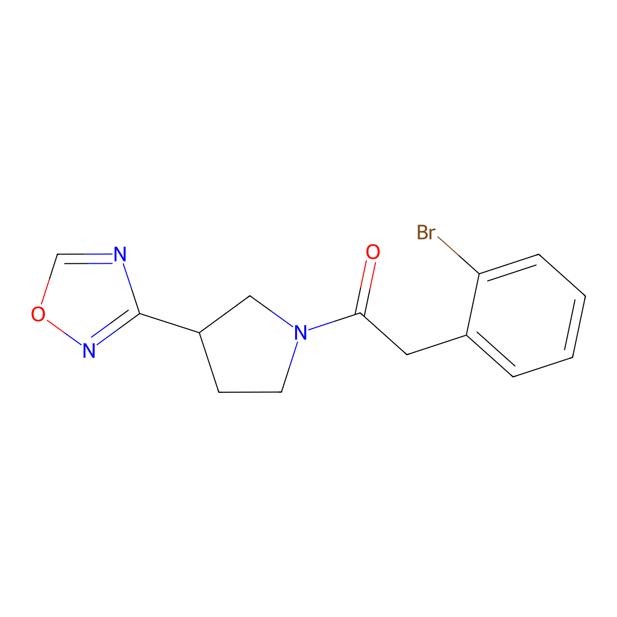 1-(3-(1,2,4-Oxadiazol-3-yl)pyrrolidin-1-yl)-2-(2-bromophenyl)ethanone molecular structure, CAS 2034410-92-7
