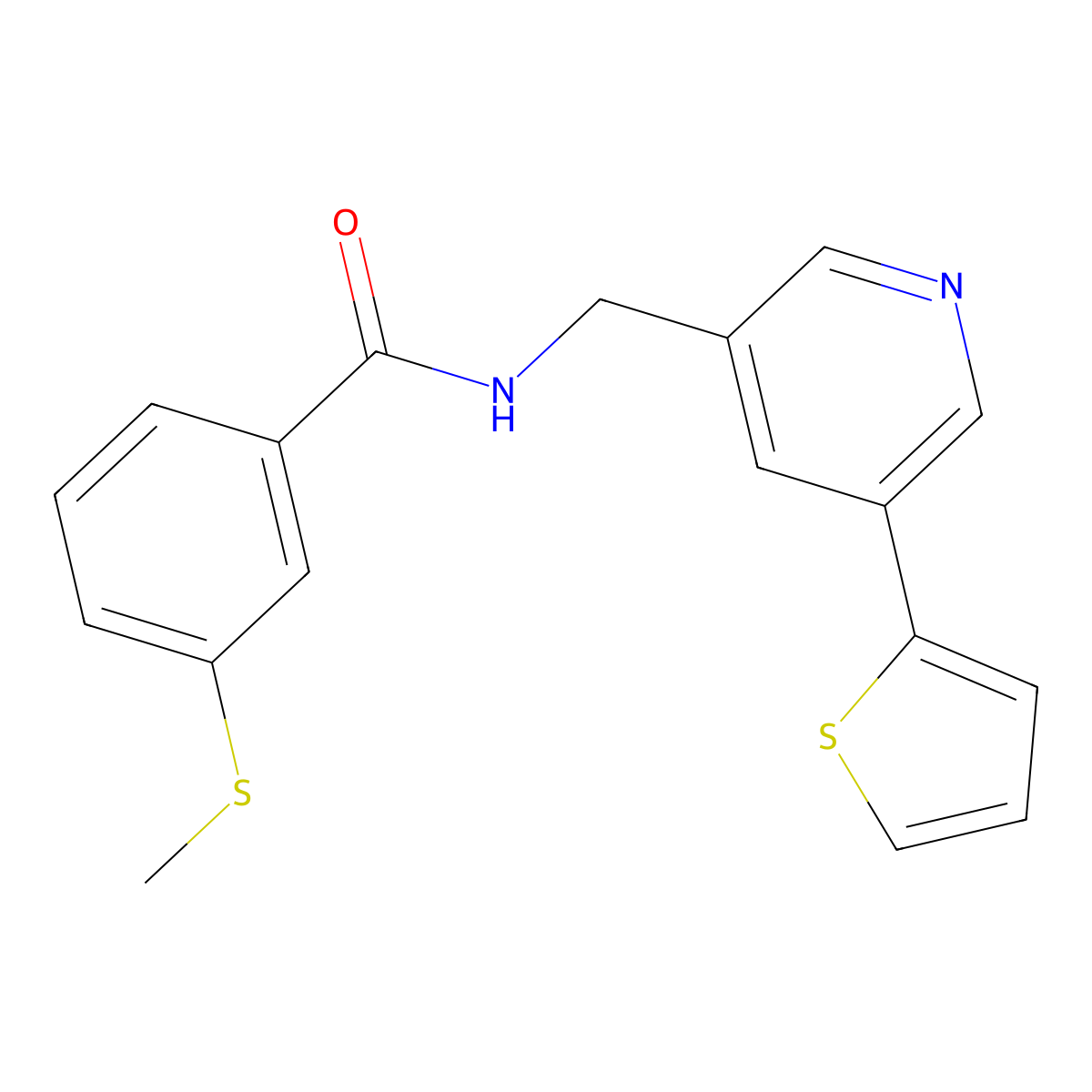 3-(methylthio)-N-((5-(thiophen-2-yl)pyridin-3-yl)methyl)benzamide molecular structure, CAS 2034410-96-1
