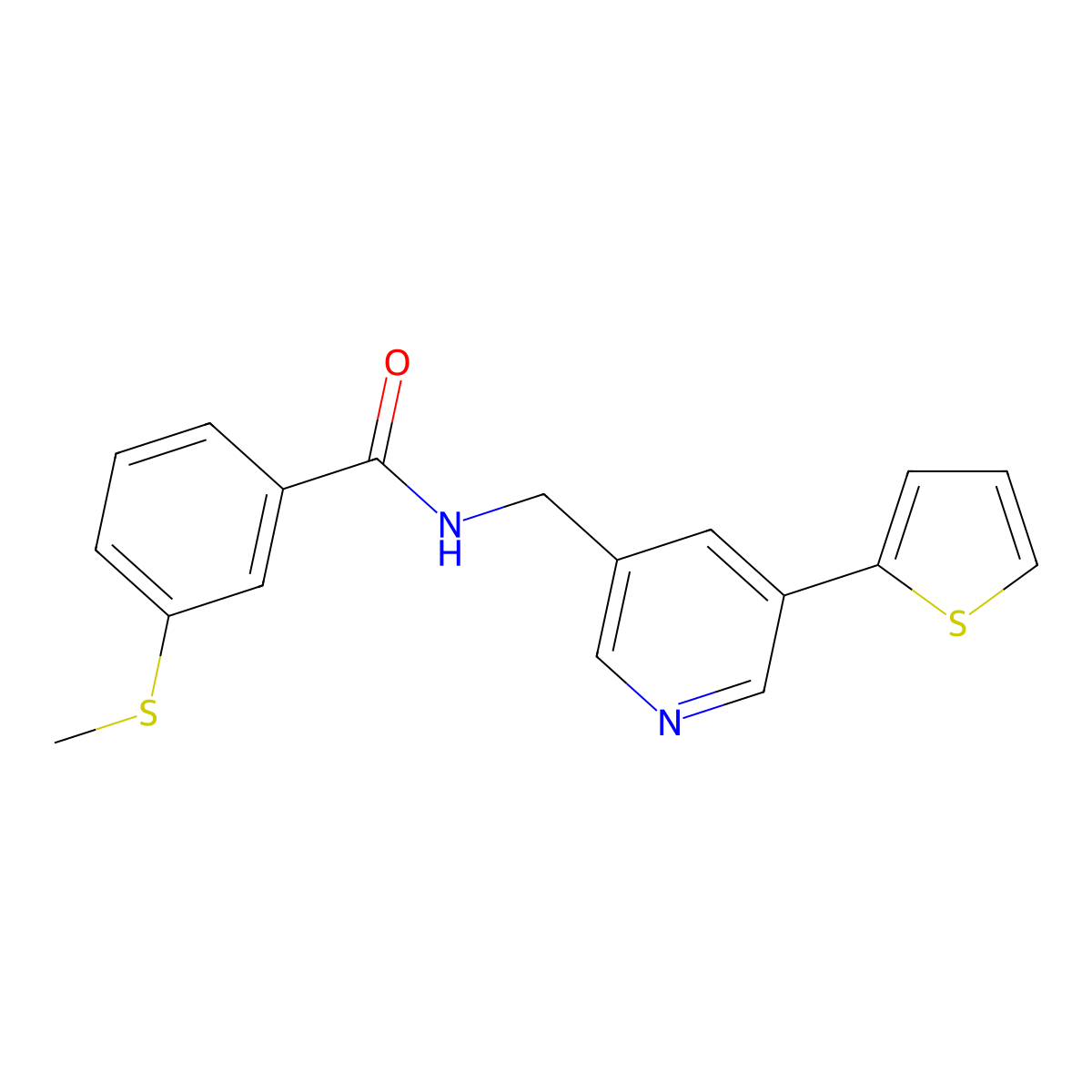 3-(methylthio)-N-((5-(thiophen-2-yl)pyridin-3-yl)methyl)benzamide molecular structure, CAS 2034410-96-1