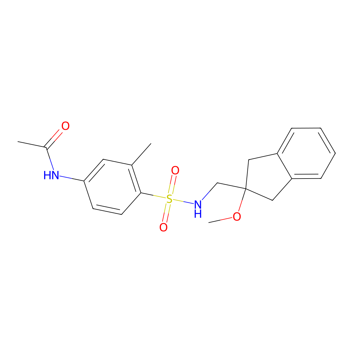 N-(4-(N-((2-methoxy-2,3-dihydro-1H-inden-2-yl)methyl)sulfamoyl)-3-methylphenyl)acetamide molecular structure, CAS 2034410-98-3