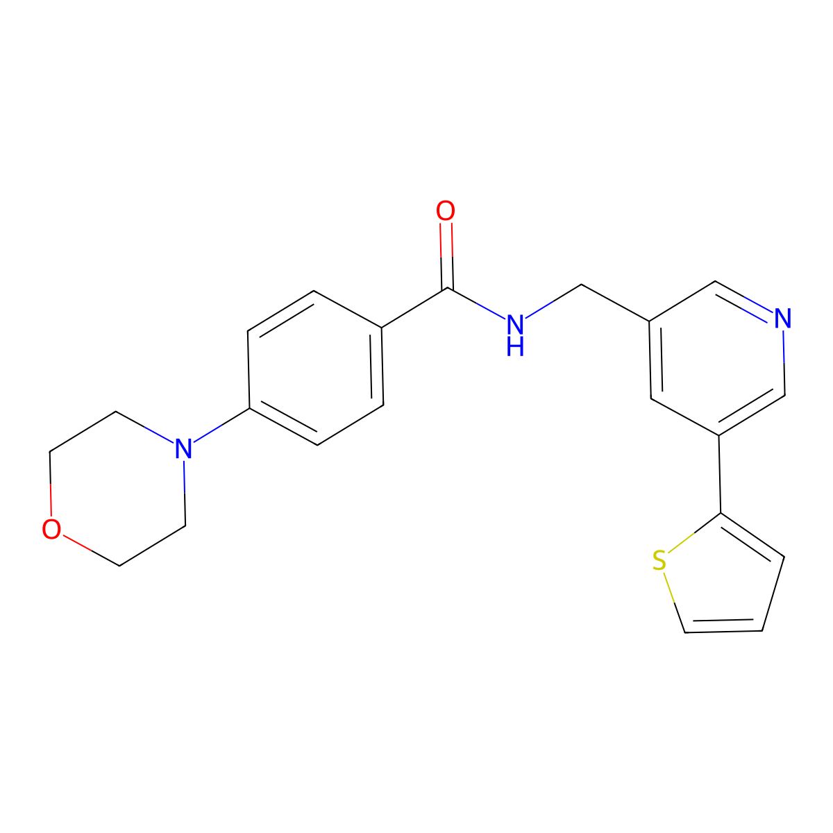 4-morpholino-N-((5-(thiophen-2-yl)pyridin-3-yl)methyl)benzamide molecular structure, CAS 2034411-00-0
