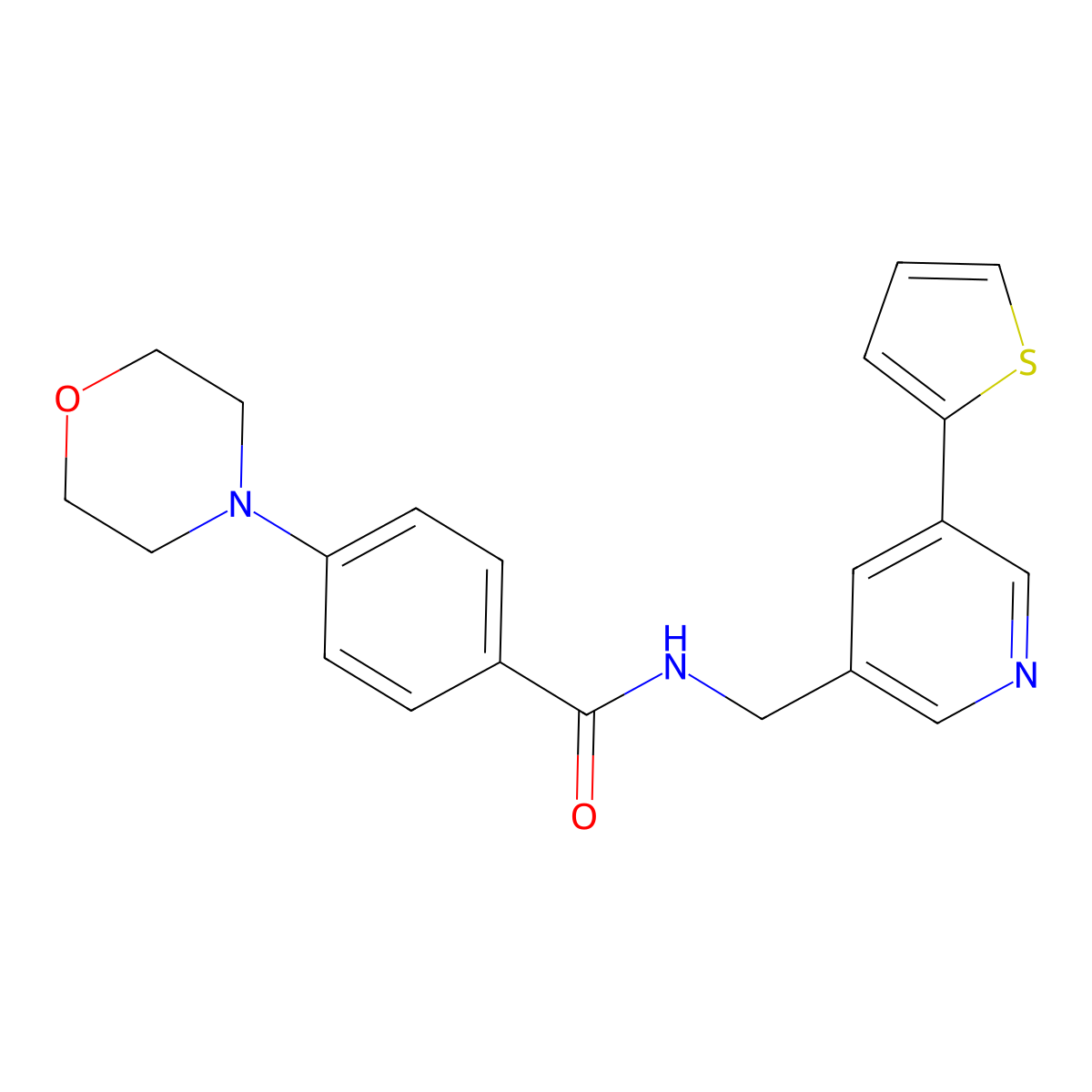 4-morpholino-N-((5-(thiophen-2-yl)pyridin-3-yl)methyl)benzamide molecular structure, CAS 2034411-00-0